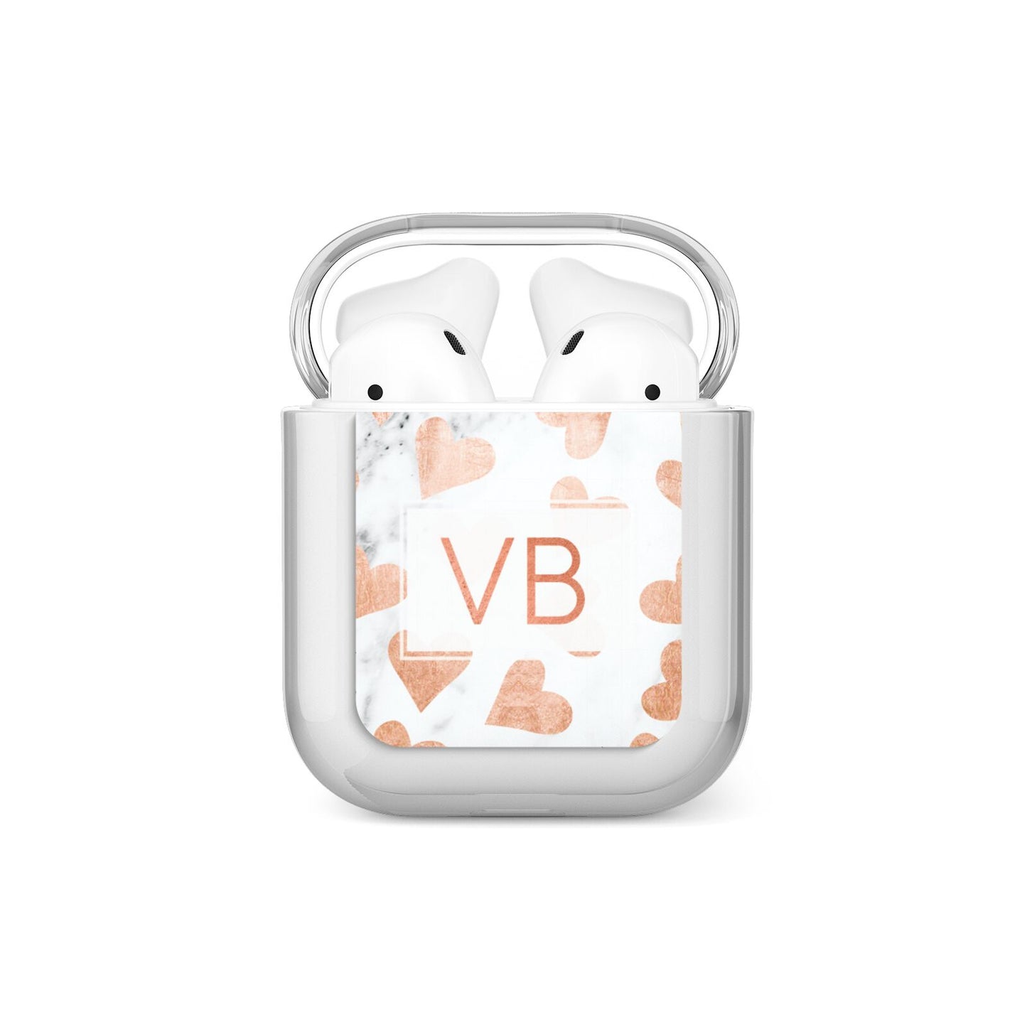 Personalised Heart Initialled Marble AirPods Case
