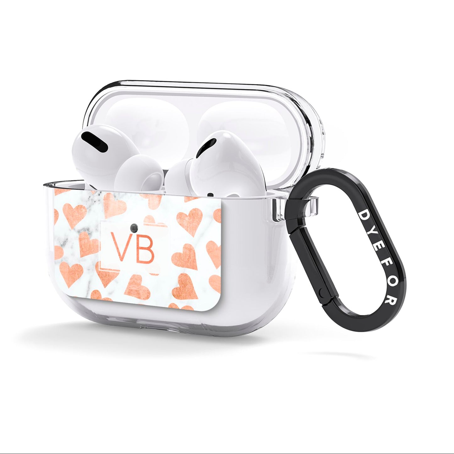 Personalised Heart Initialled Marble AirPods Clear Case 3rd Gen Side Image