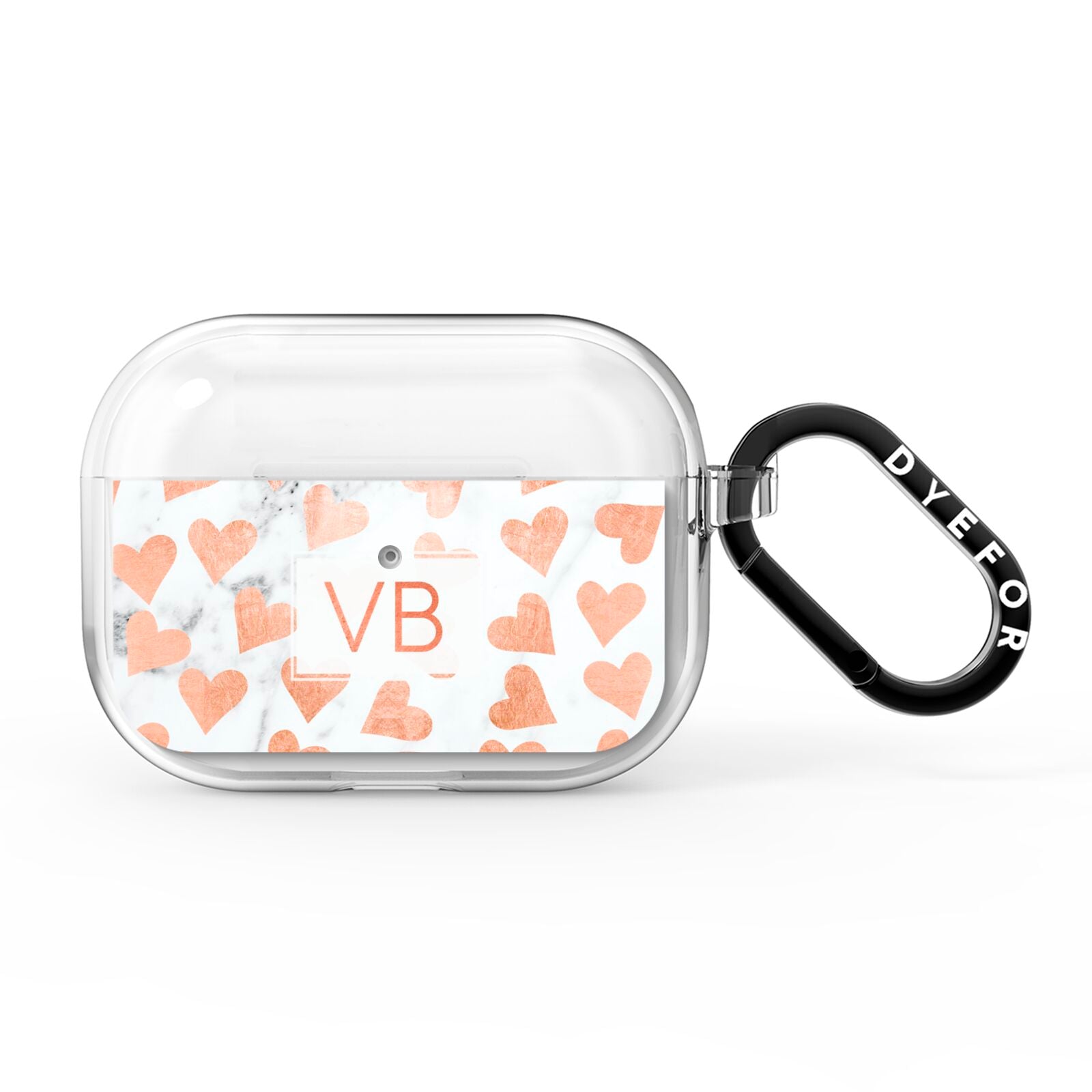 Personalised Heart Initialled Marble AirPods Pro Clear Case