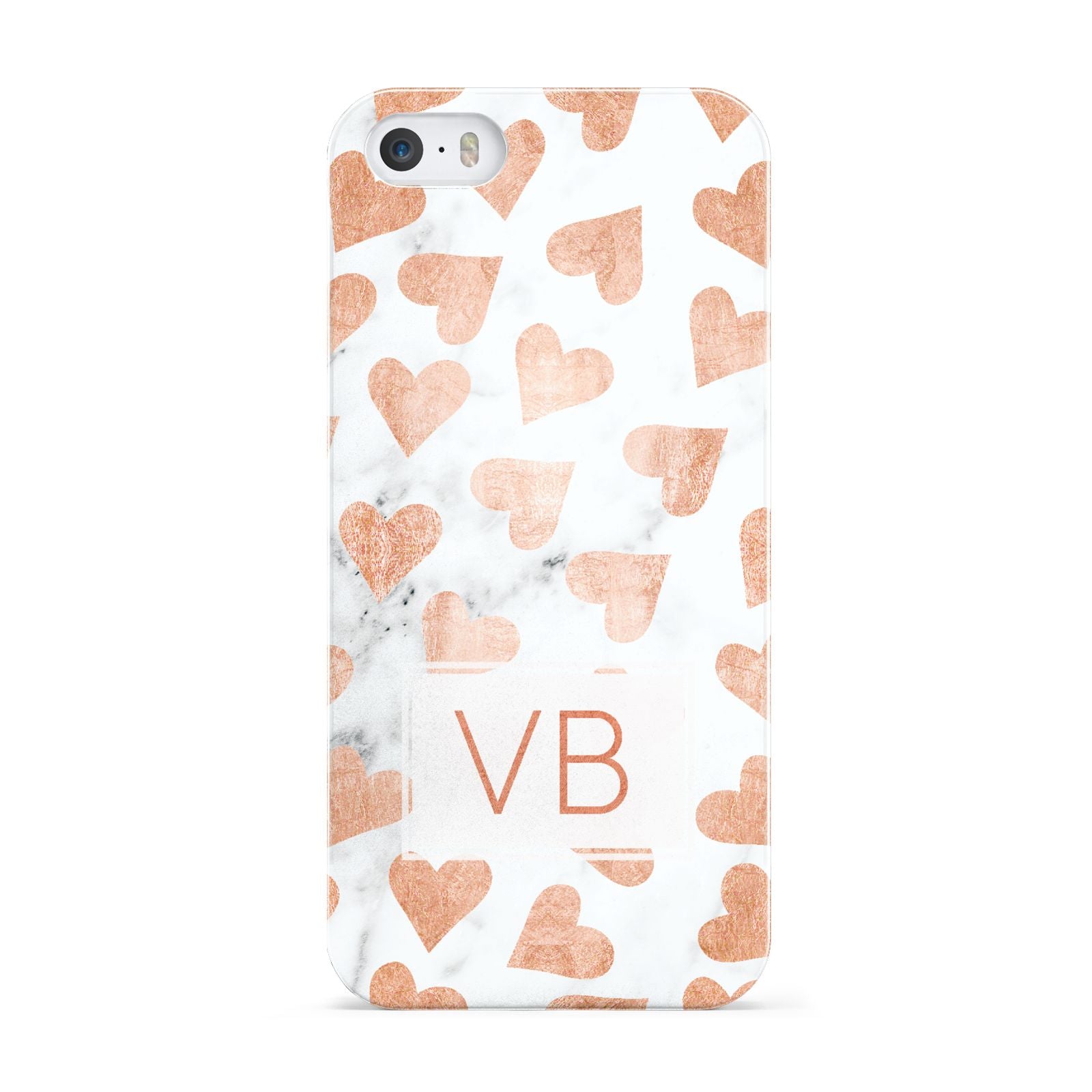 Personalised Heart Initialled Marble Apple iPhone 5 Case
