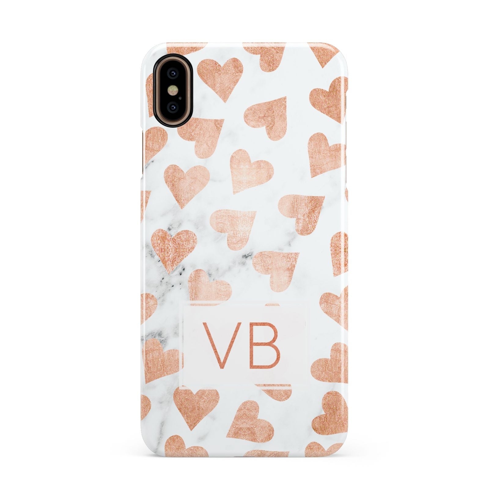 Personalised Heart Initialled Marble Apple iPhone Xs Max 3D Snap Case