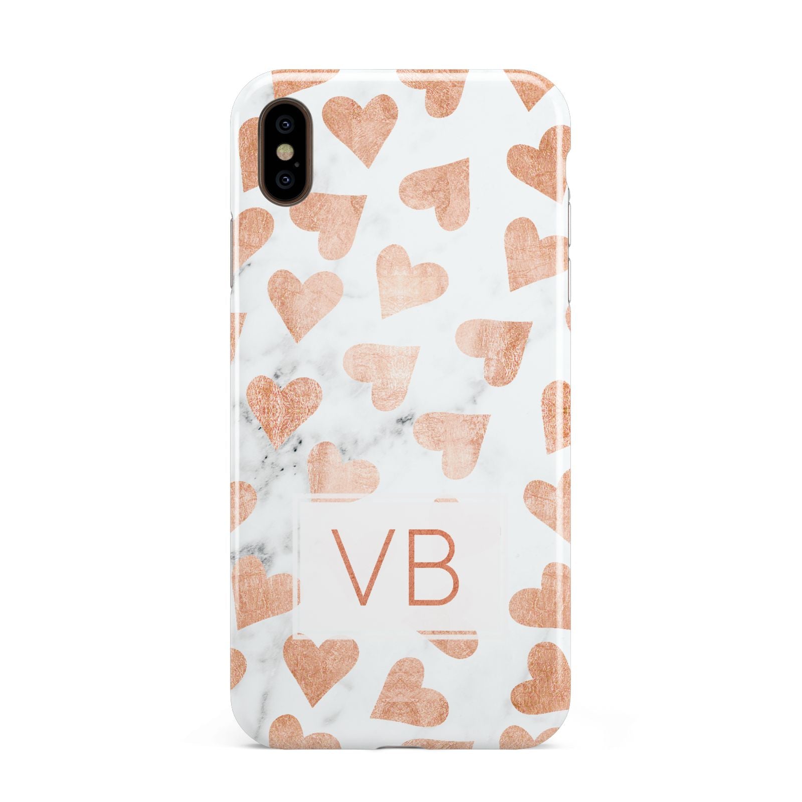 Personalised Heart Initialled Marble Apple iPhone Xs Max 3D Tough Case