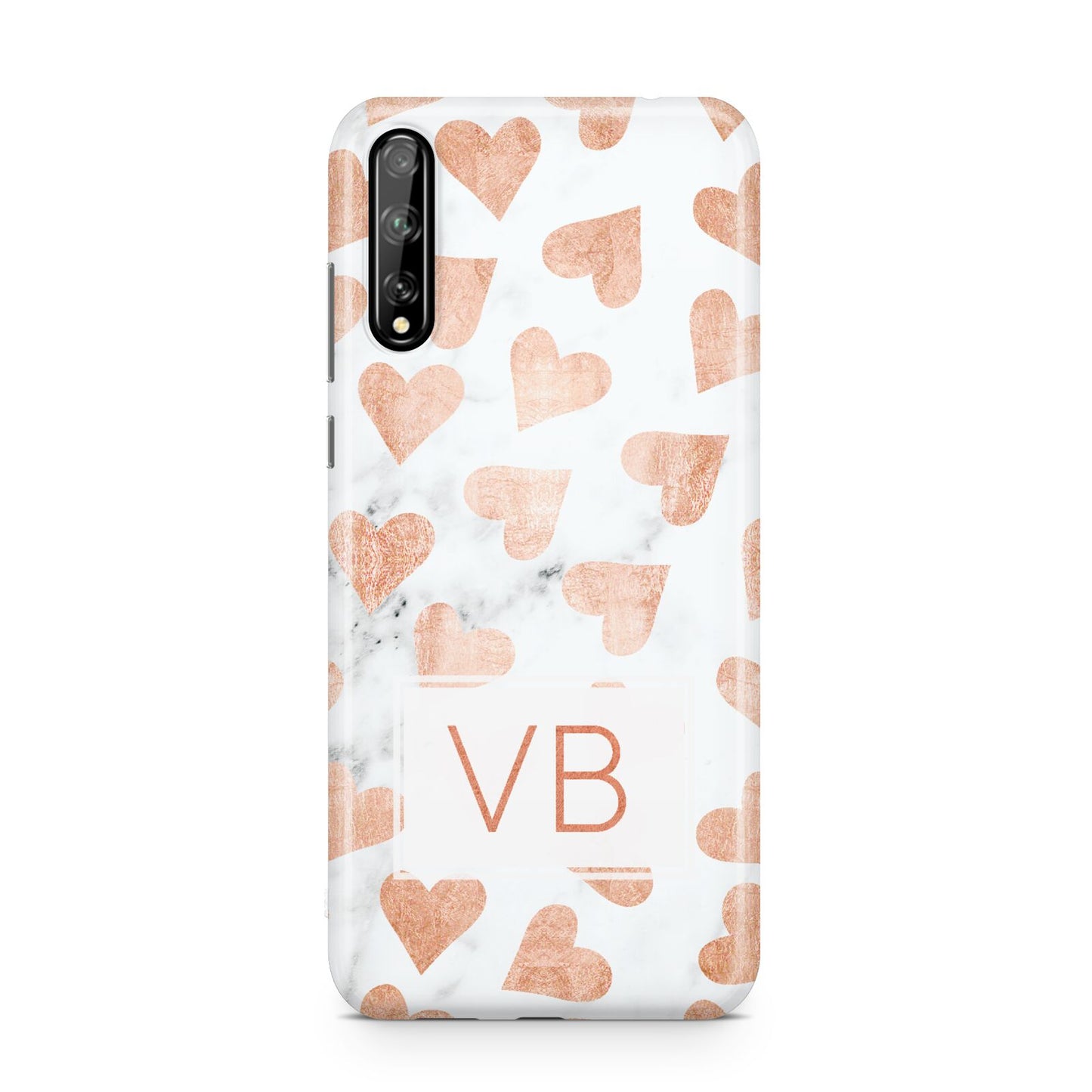 Personalised Heart Initialled Marble Huawei Enjoy 10s Phone Case