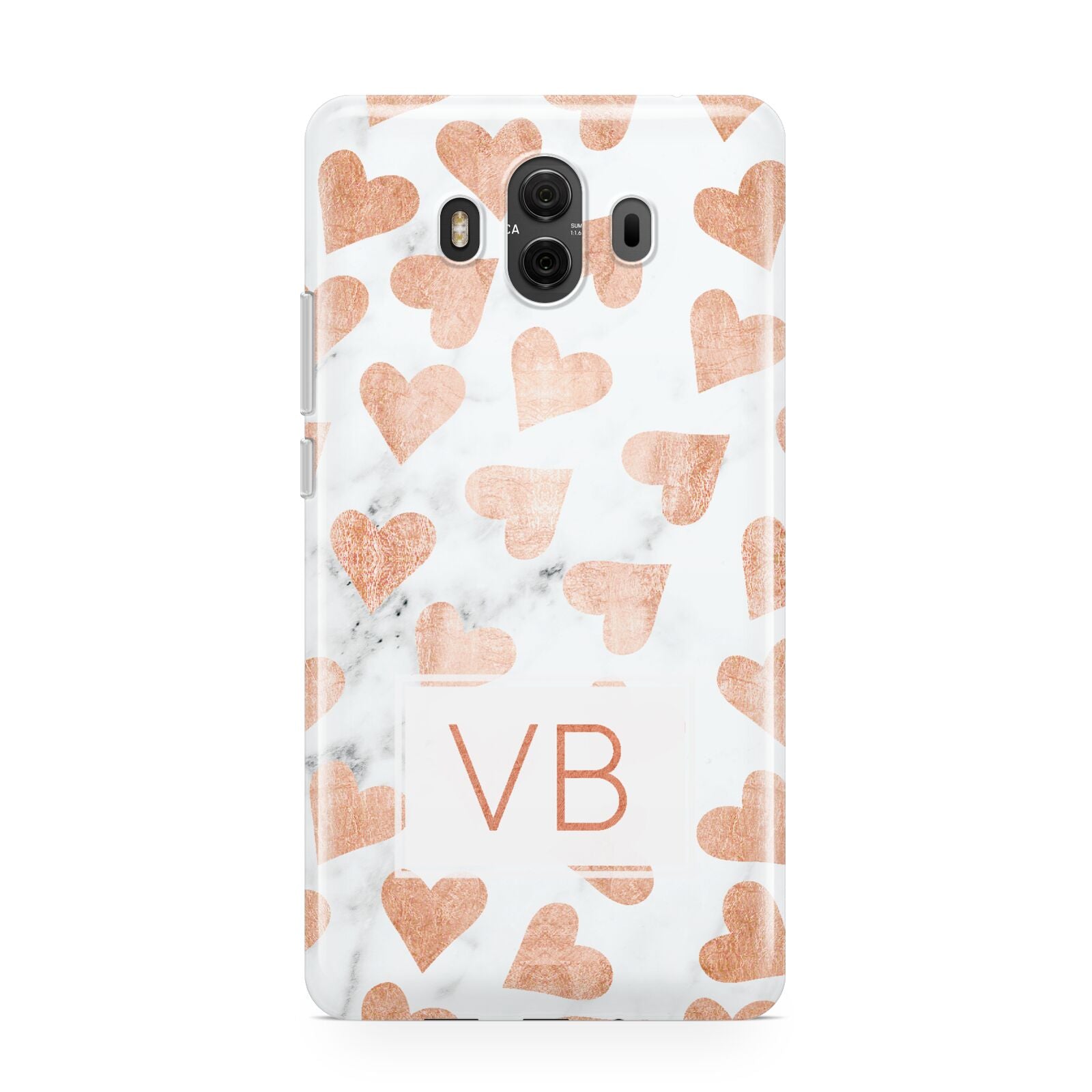 Personalised Heart Initialled Marble Huawei Mate 10 Protective Phone Case