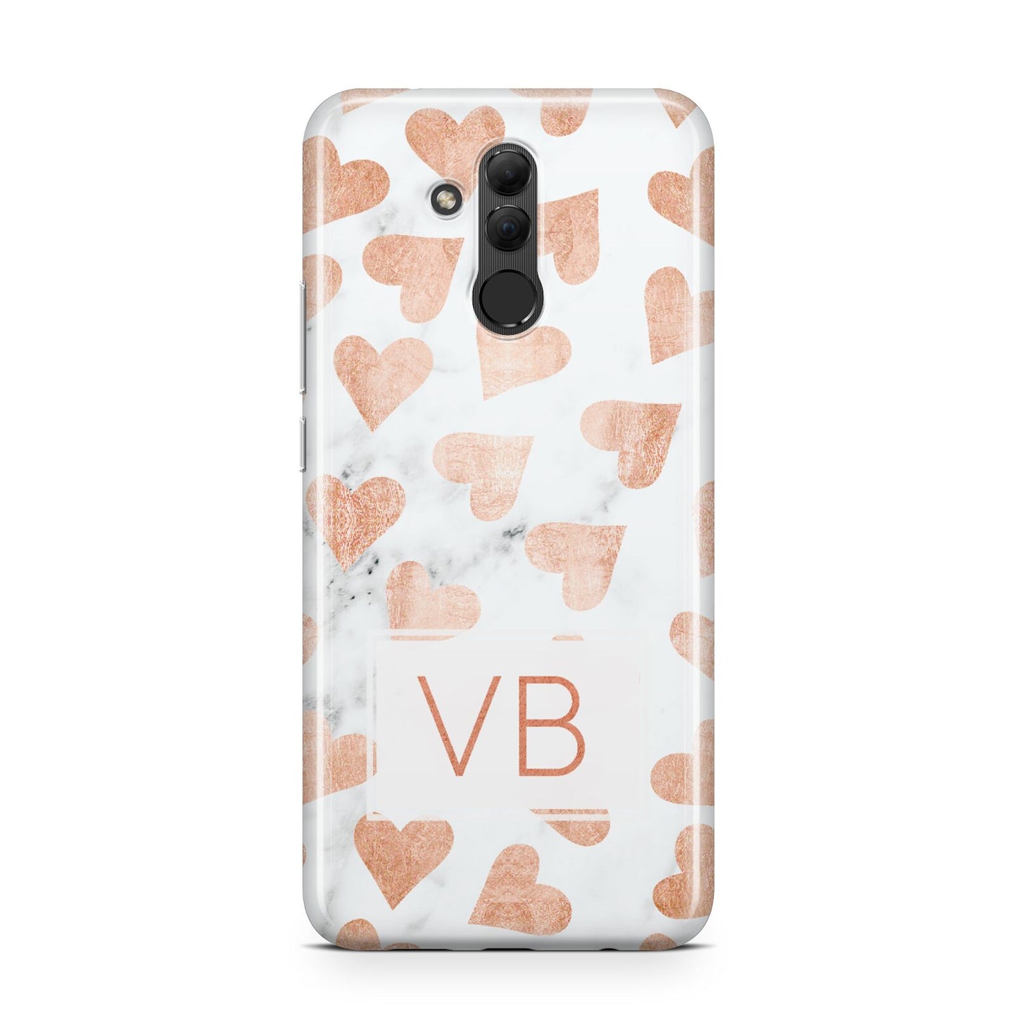 Personalised Heart Initialled Marble Huawei Mate 20 Lite