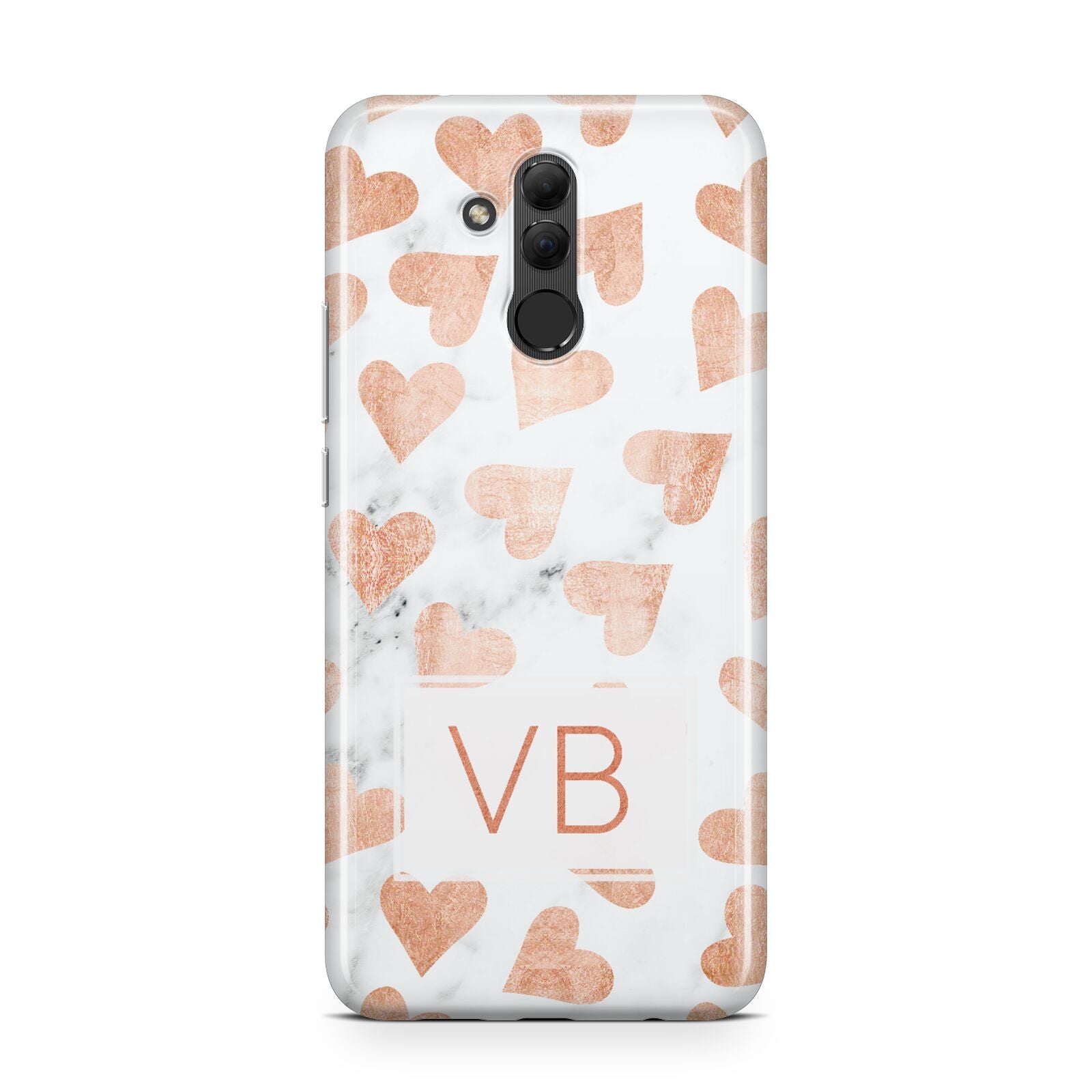 Personalised Heart Initialled Marble Huawei Mate 20 Lite