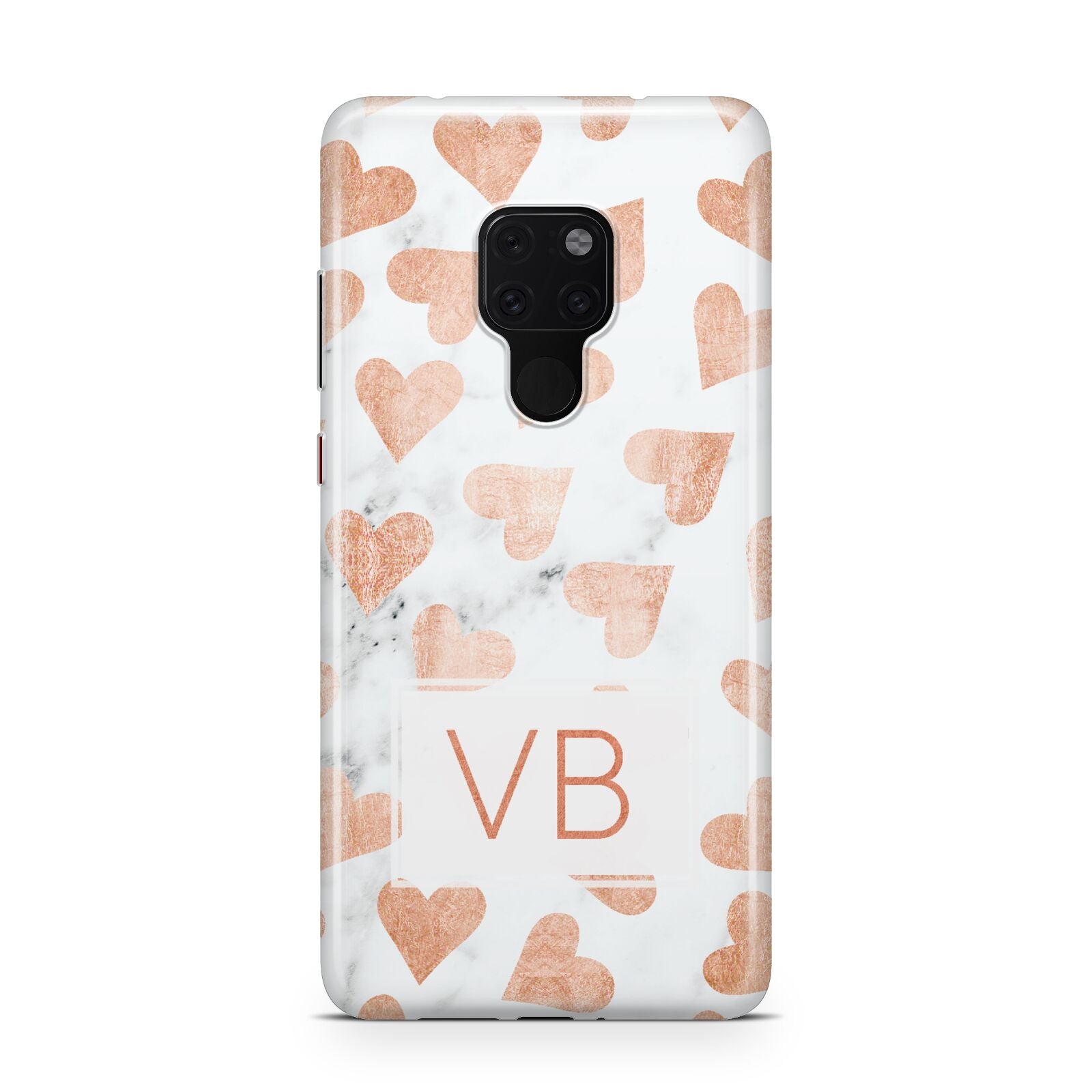 Personalised Heart Initialled Marble Huawei Mate 20 Phone Case