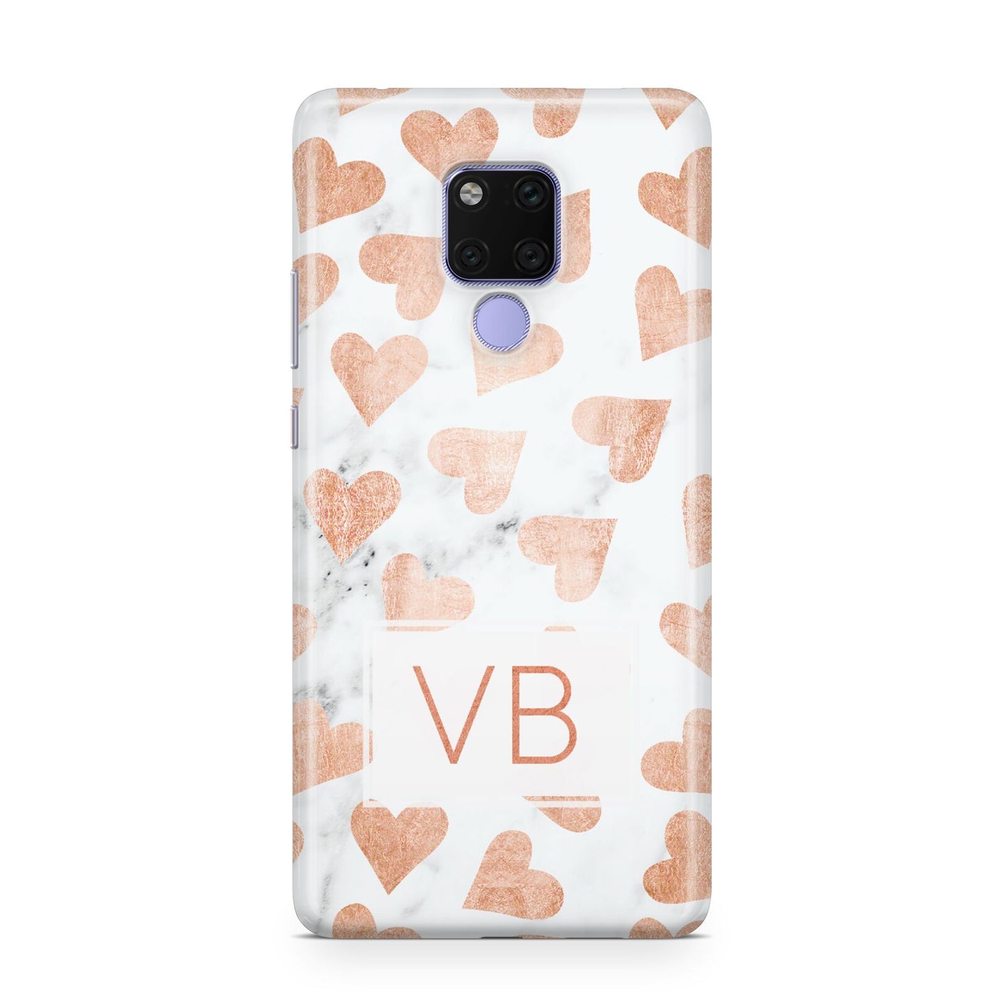 Personalised Heart Initialled Marble Huawei Mate 20X Phone Case