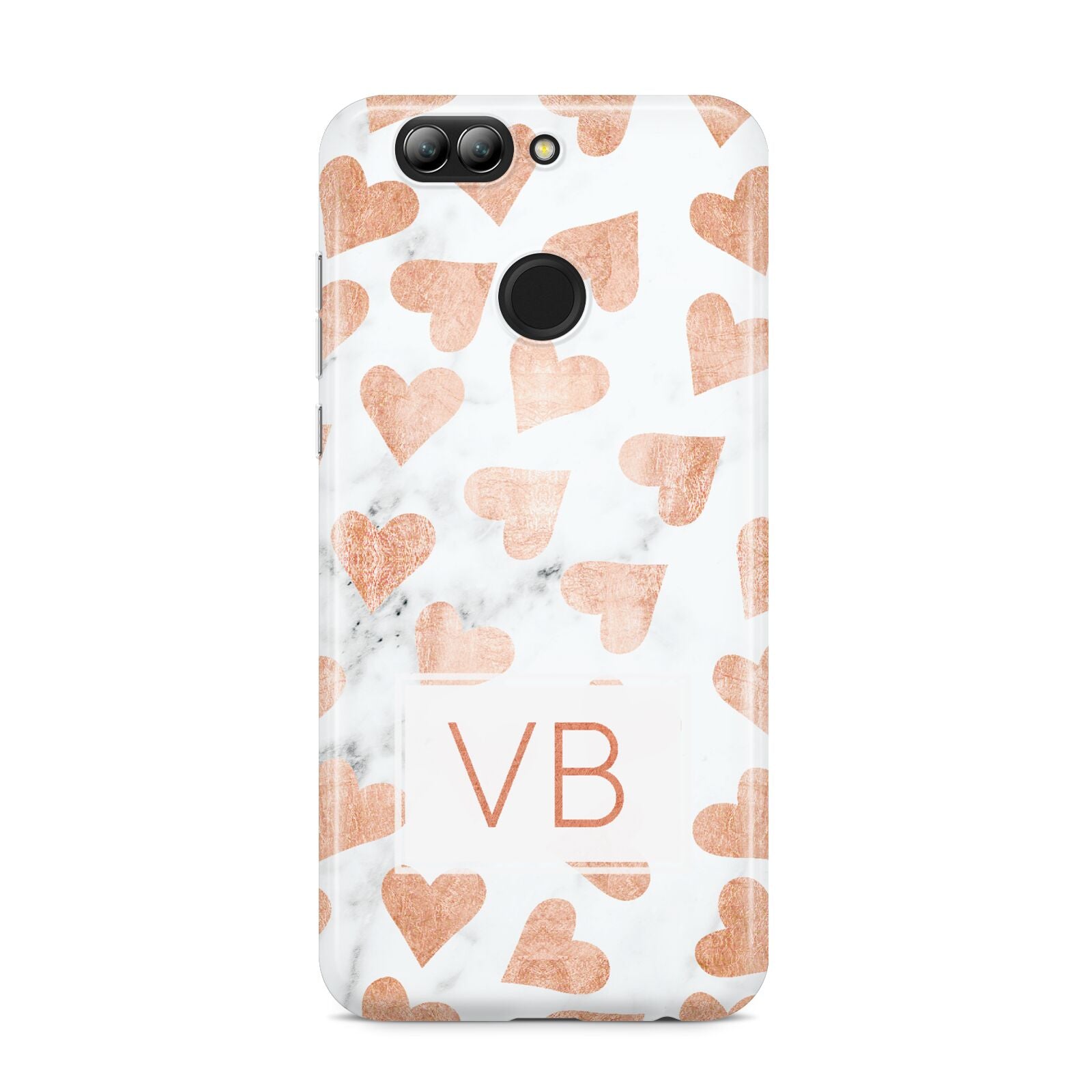 Personalised Heart Initialled Marble Huawei Nova 2s Phone Case