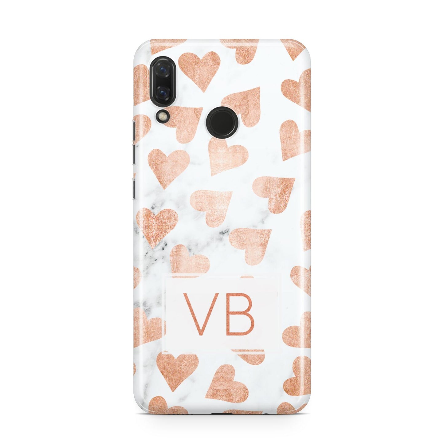 Personalised Heart Initialled Marble Huawei Nova 3 Phone Case