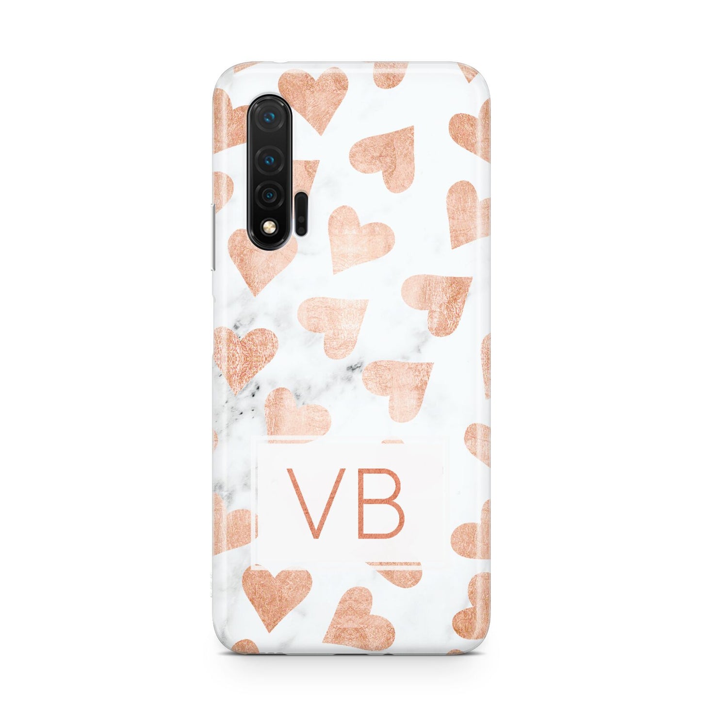 Personalised Heart Initialled Marble Huawei Nova 6 Phone Case