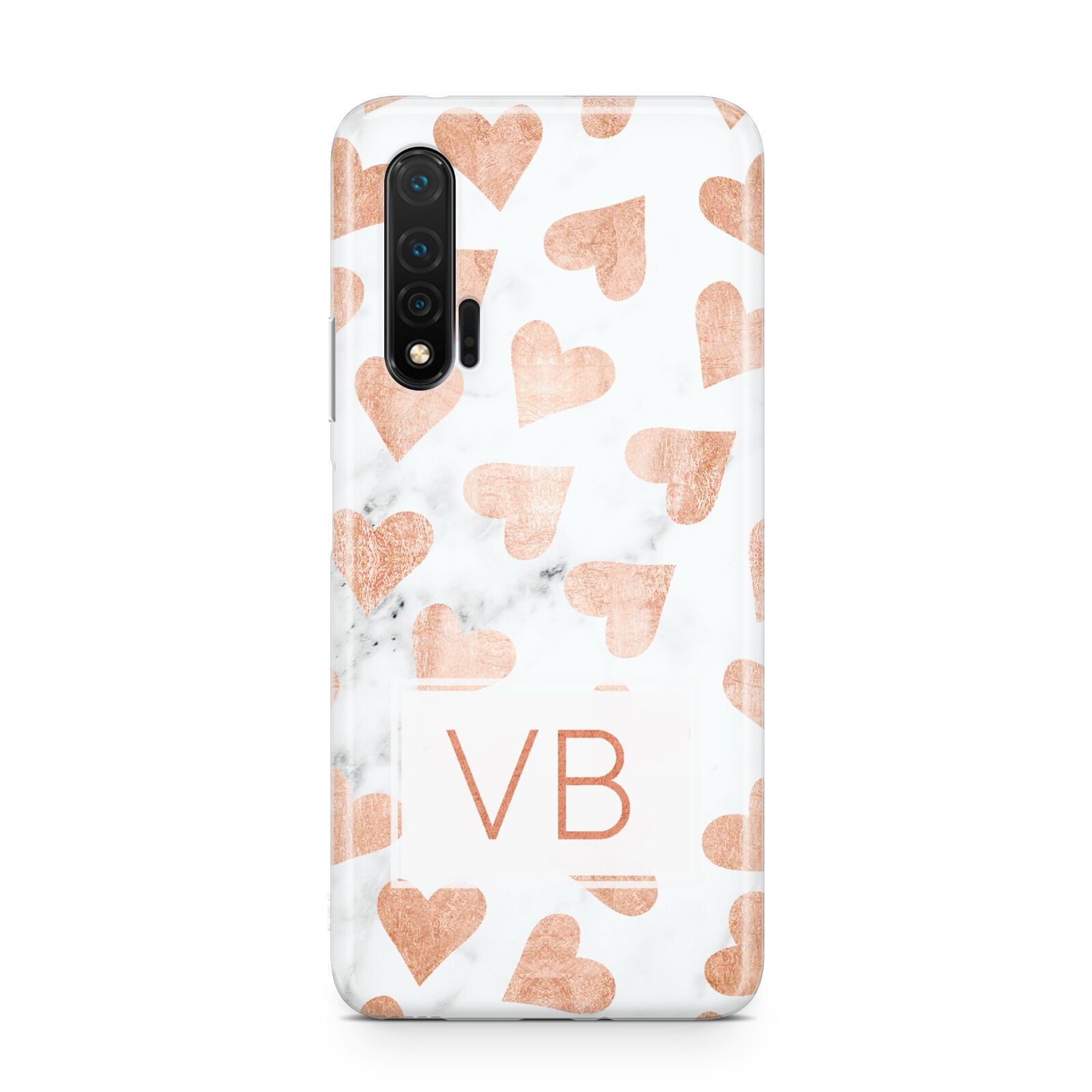 Personalised Heart Initialled Marble Huawei Nova 6 Phone Case