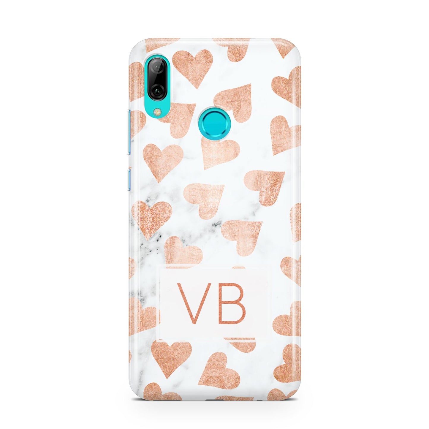 Personalised Heart Initialled Marble Huawei P Smart 2019 Case