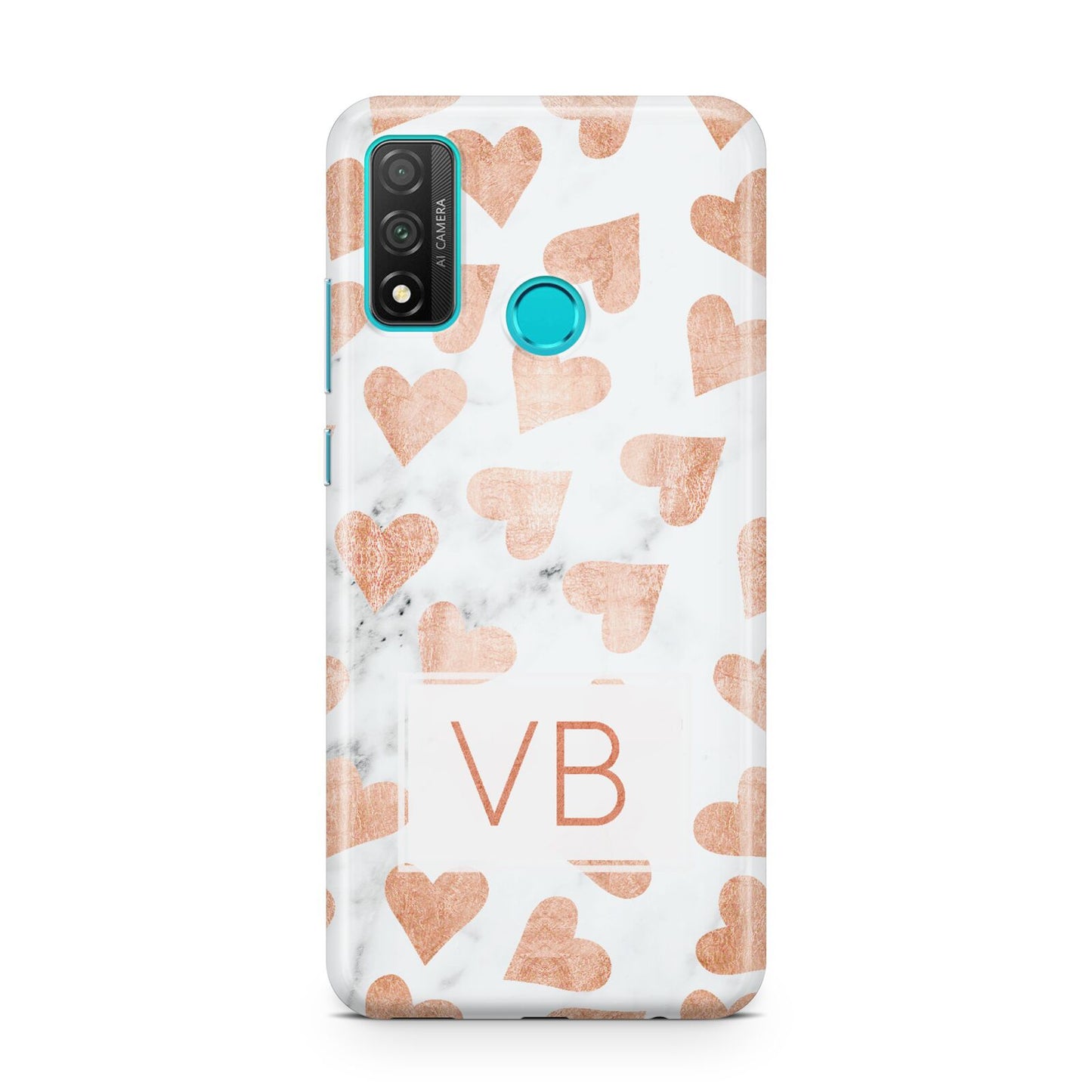 Personalised Heart Initialled Marble Huawei P Smart 2020