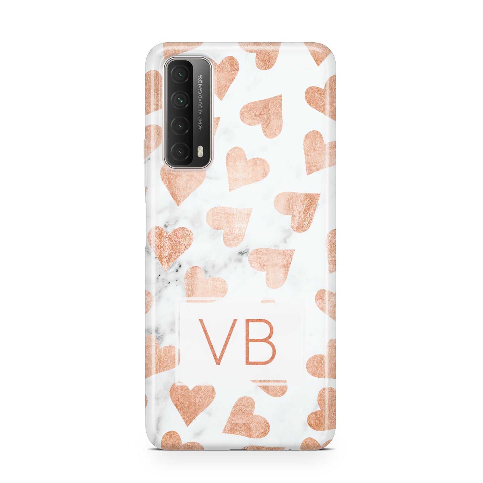 Personalised Heart Initialled Marble Huawei P Smart 2021