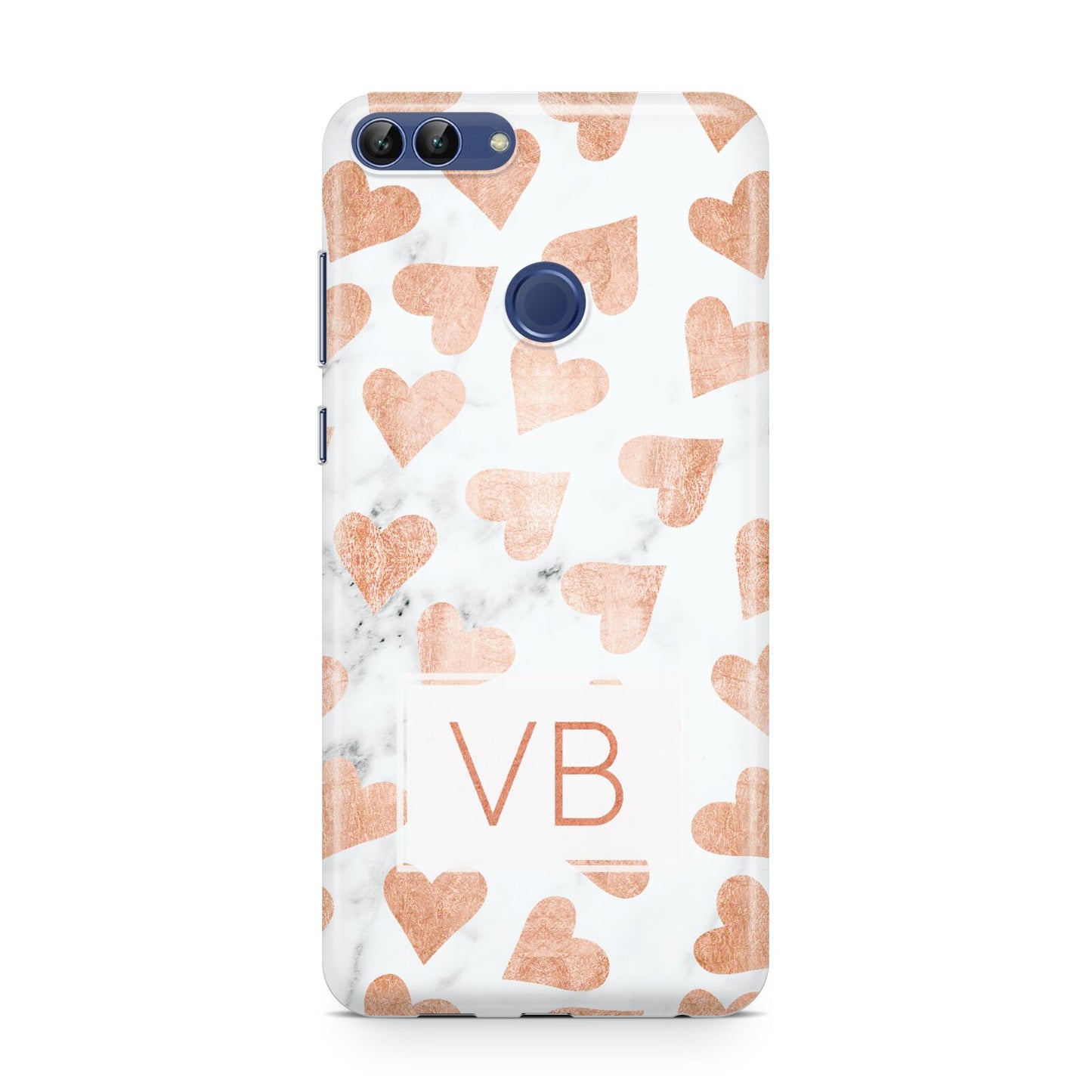 Personalised Heart Initialled Marble Huawei P Smart Case