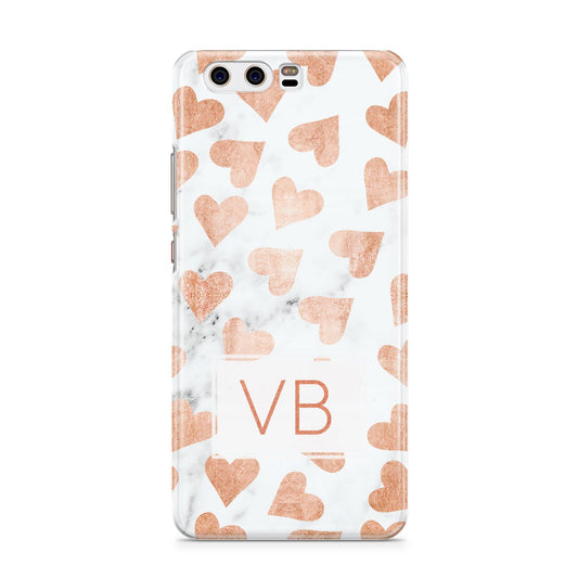 Personalised Heart Initialled Marble Huawei P10 Phone Case