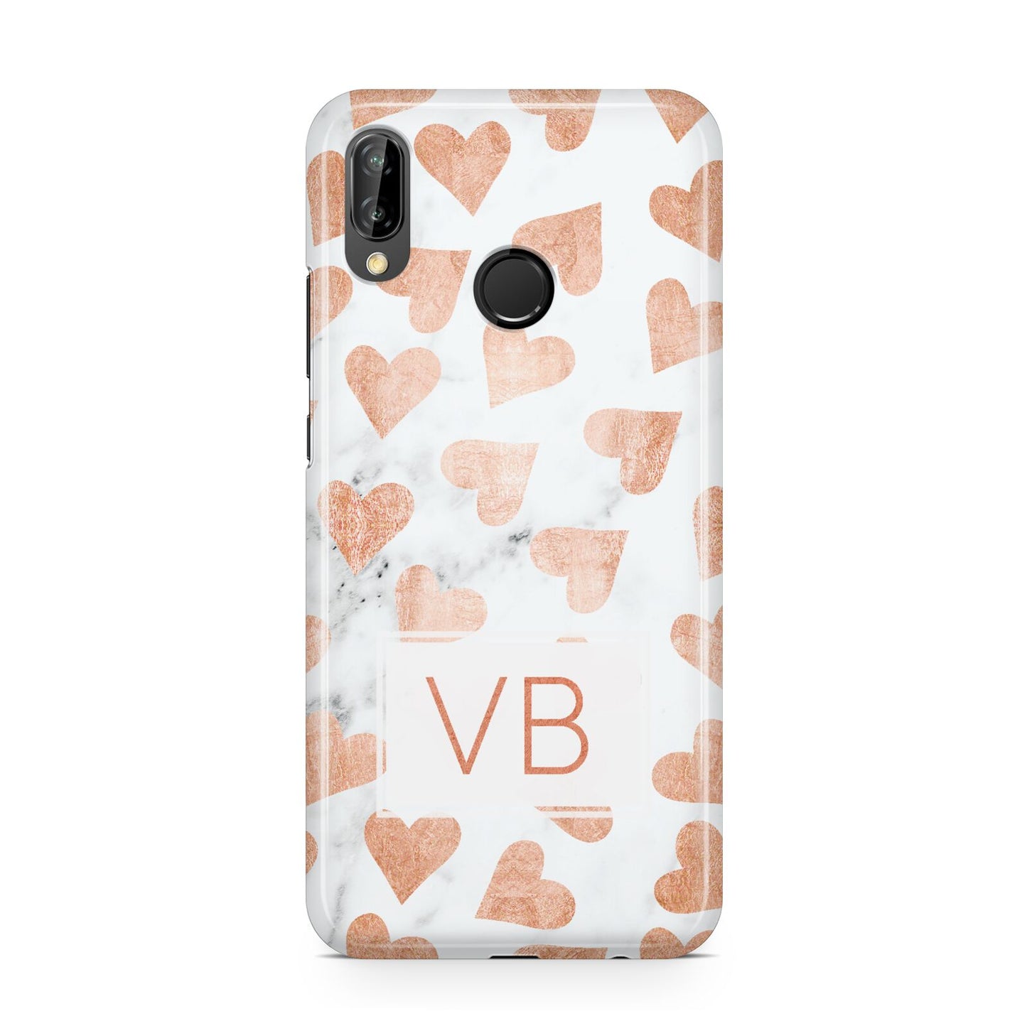 Personalised Heart Initialled Marble Huawei P20 Lite Phone Case