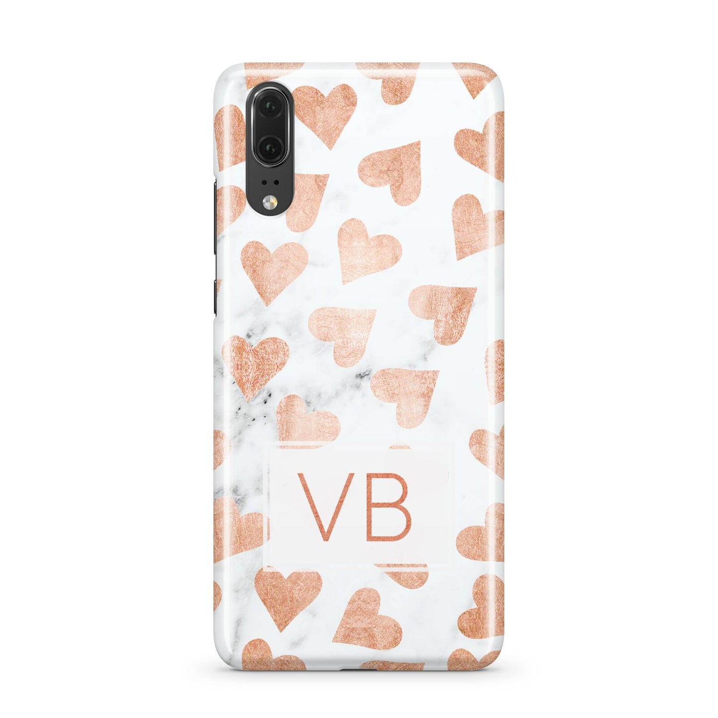 Personalised Heart Initialled Marble Huawei P20 Phone Case