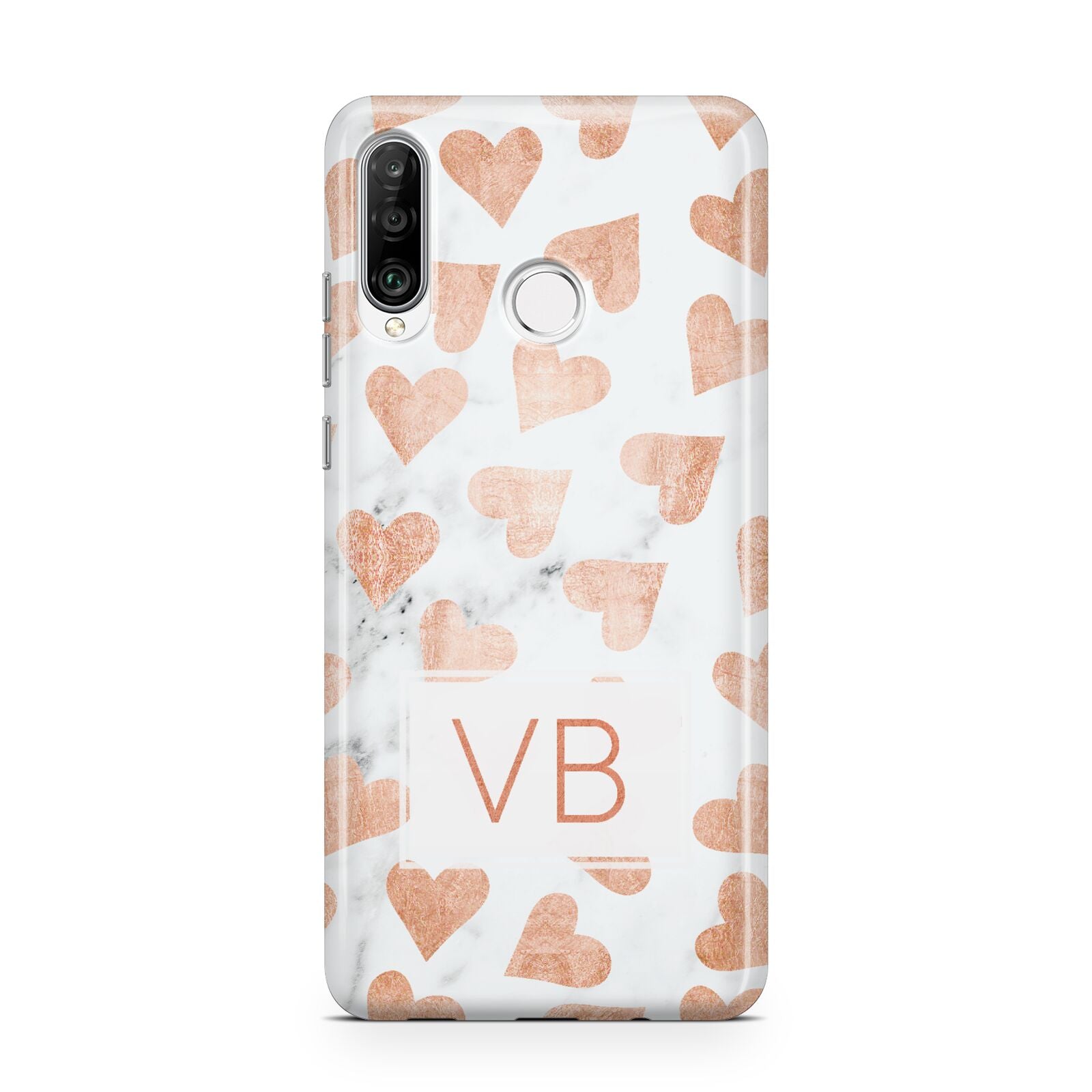 Personalised Heart Initialled Marble Huawei P30 Lite Phone Case
