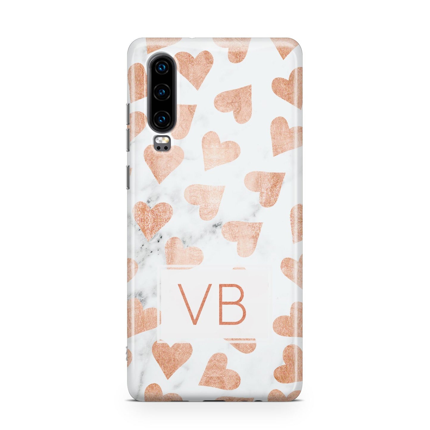 Personalised Heart Initialled Marble Huawei P30 Phone Case