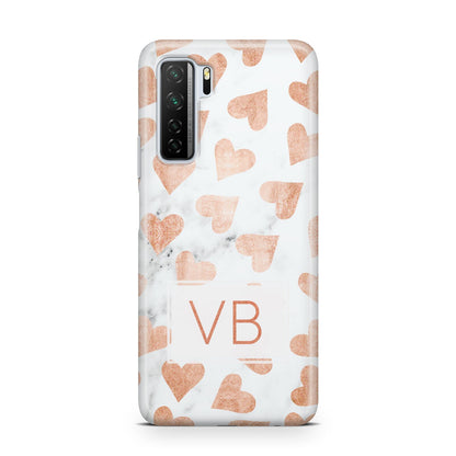Personalised Heart Initialled Marble Huawei P40 Lite 5G Phone Case