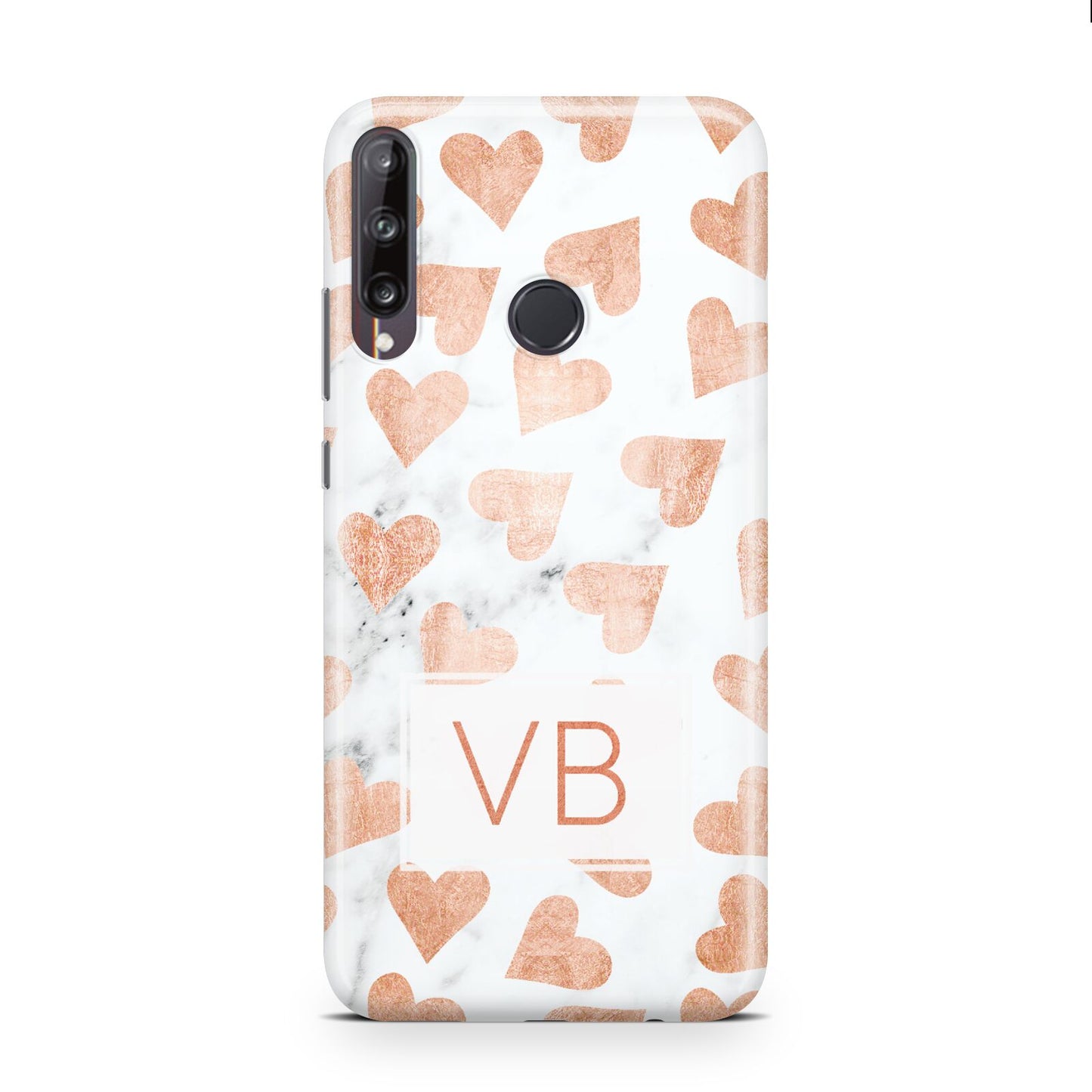 Personalised Heart Initialled Marble Huawei P40 Lite E Phone Case