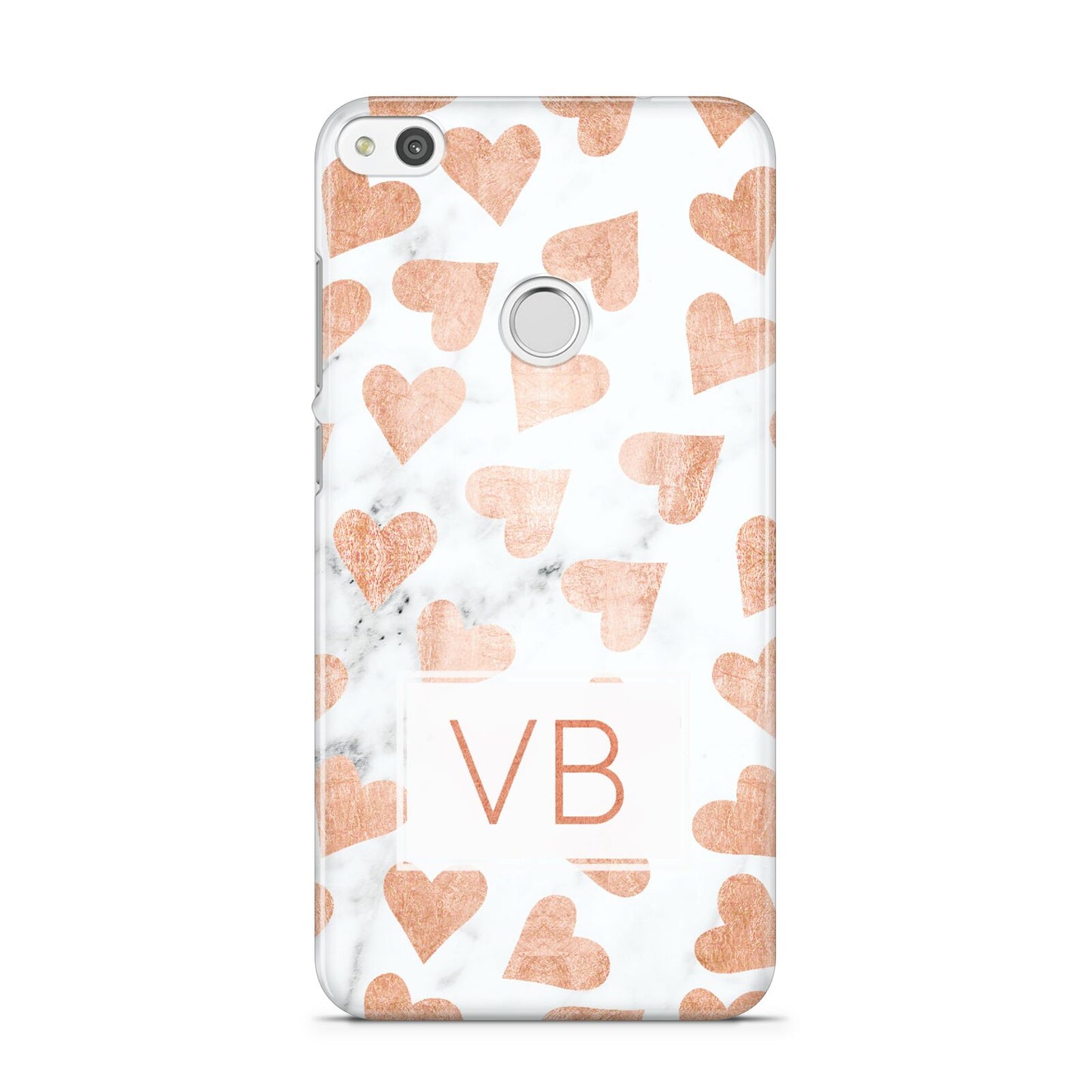 Personalised Heart Initialled Marble Huawei P8 Lite Case