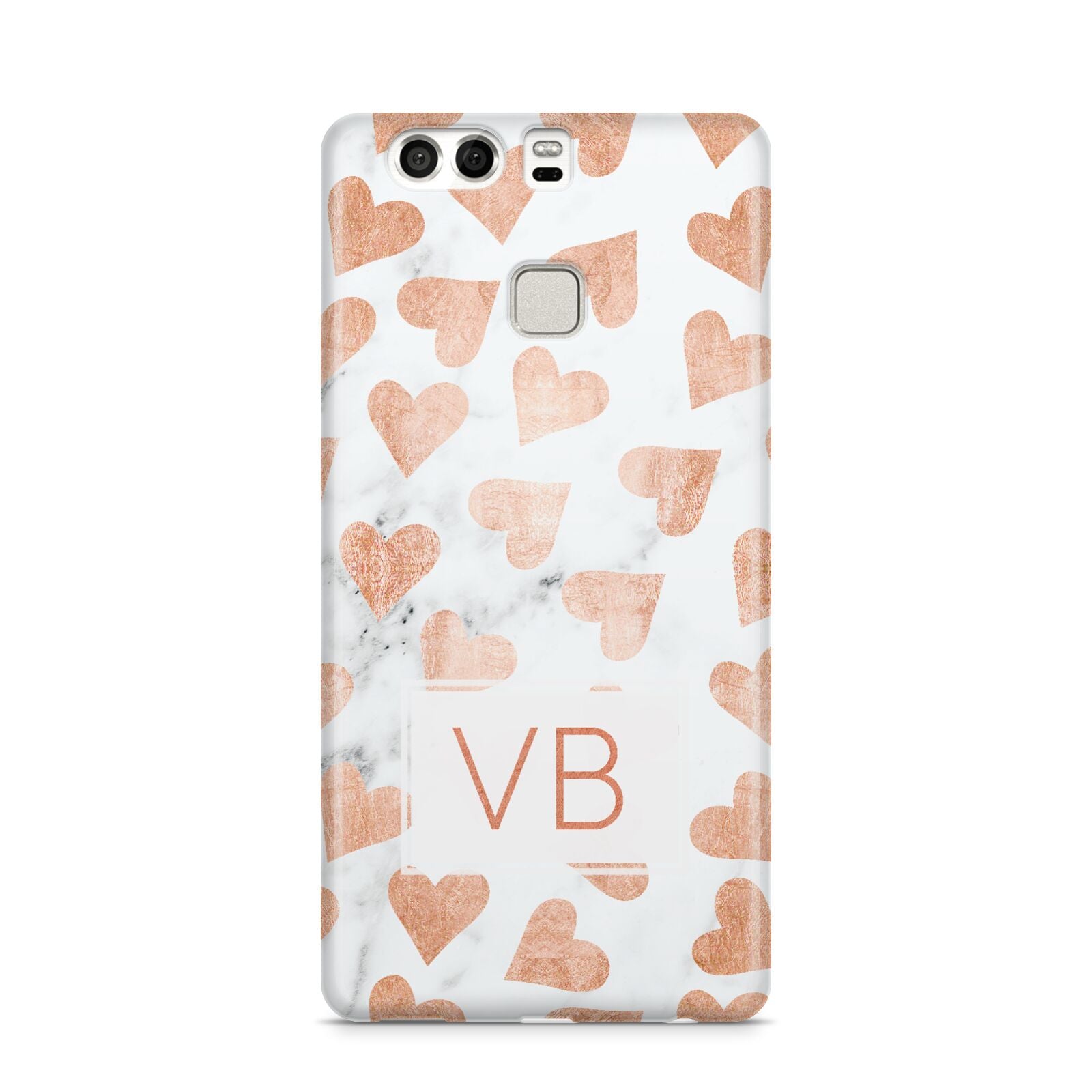 Personalised Heart Initialled Marble Huawei P9 Case