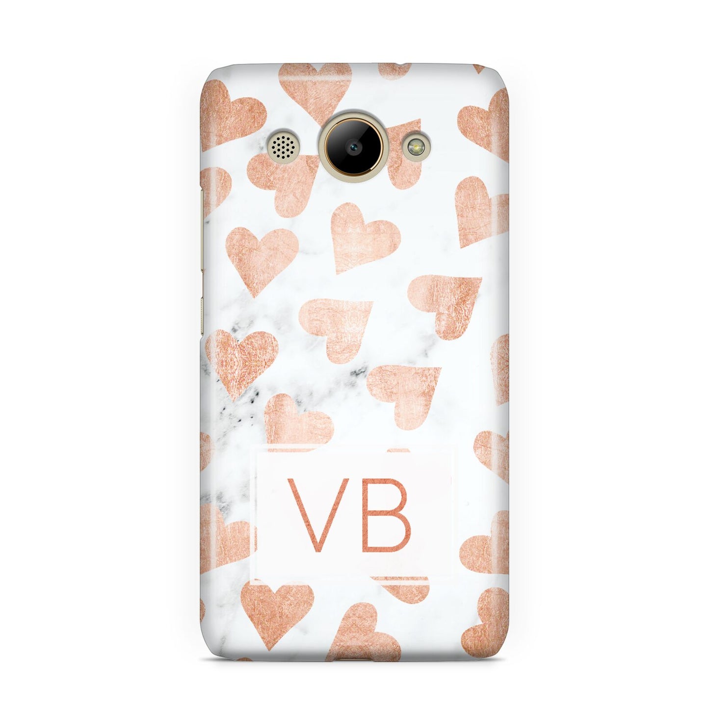 Personalised Heart Initialled Marble Huawei Y3 2017