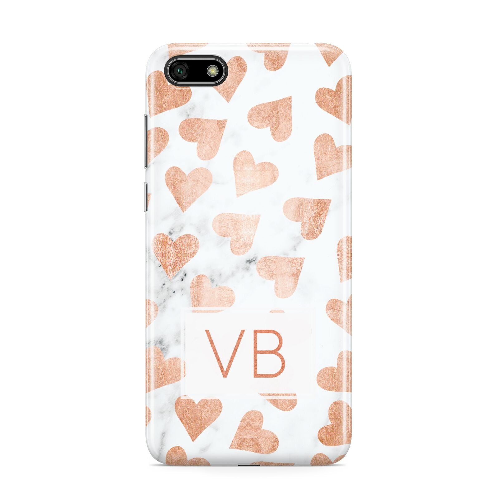 Personalised Heart Initialled Marble Huawei Y5 Prime 2018 Phone Case
