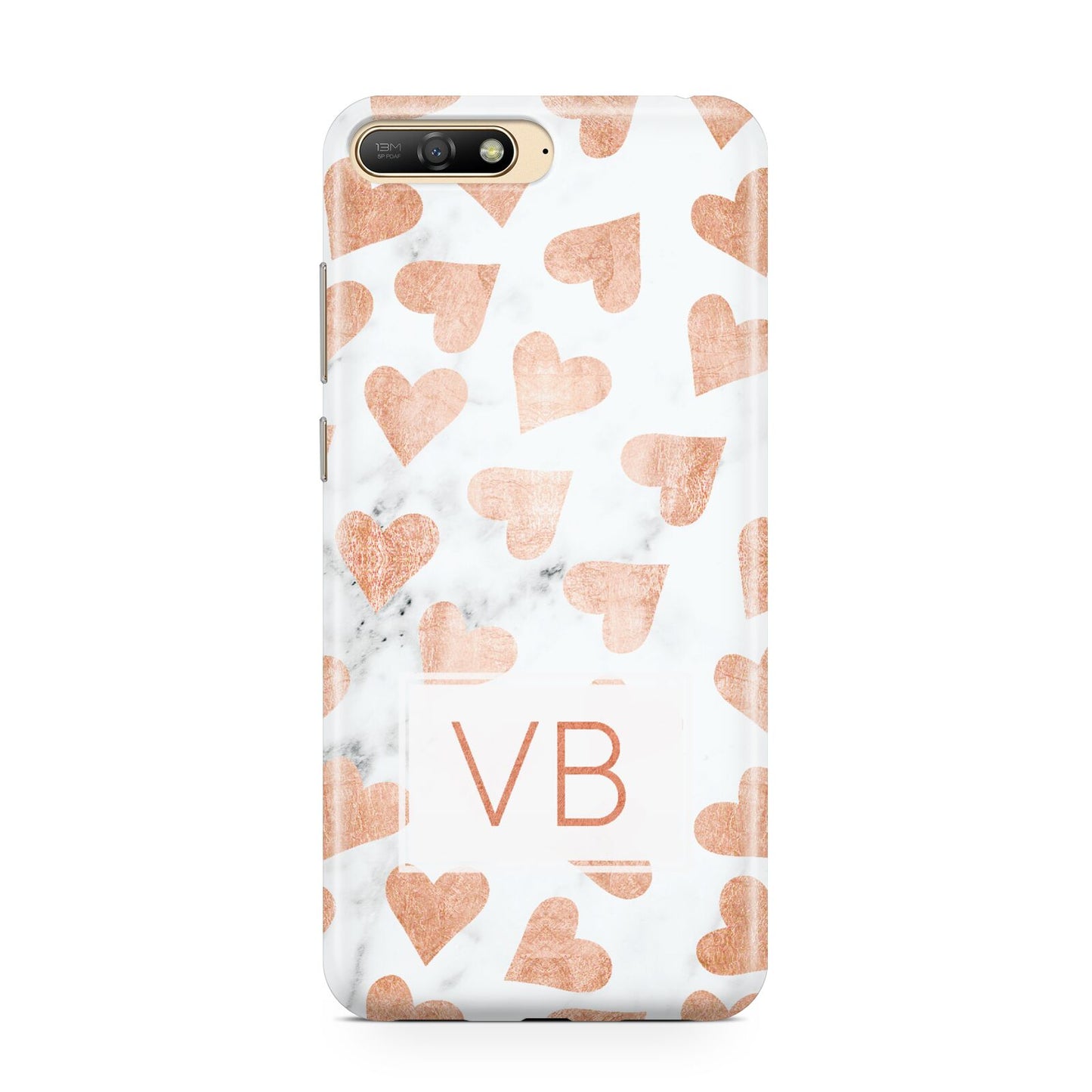 Personalised Heart Initialled Marble Huawei Y6 2018