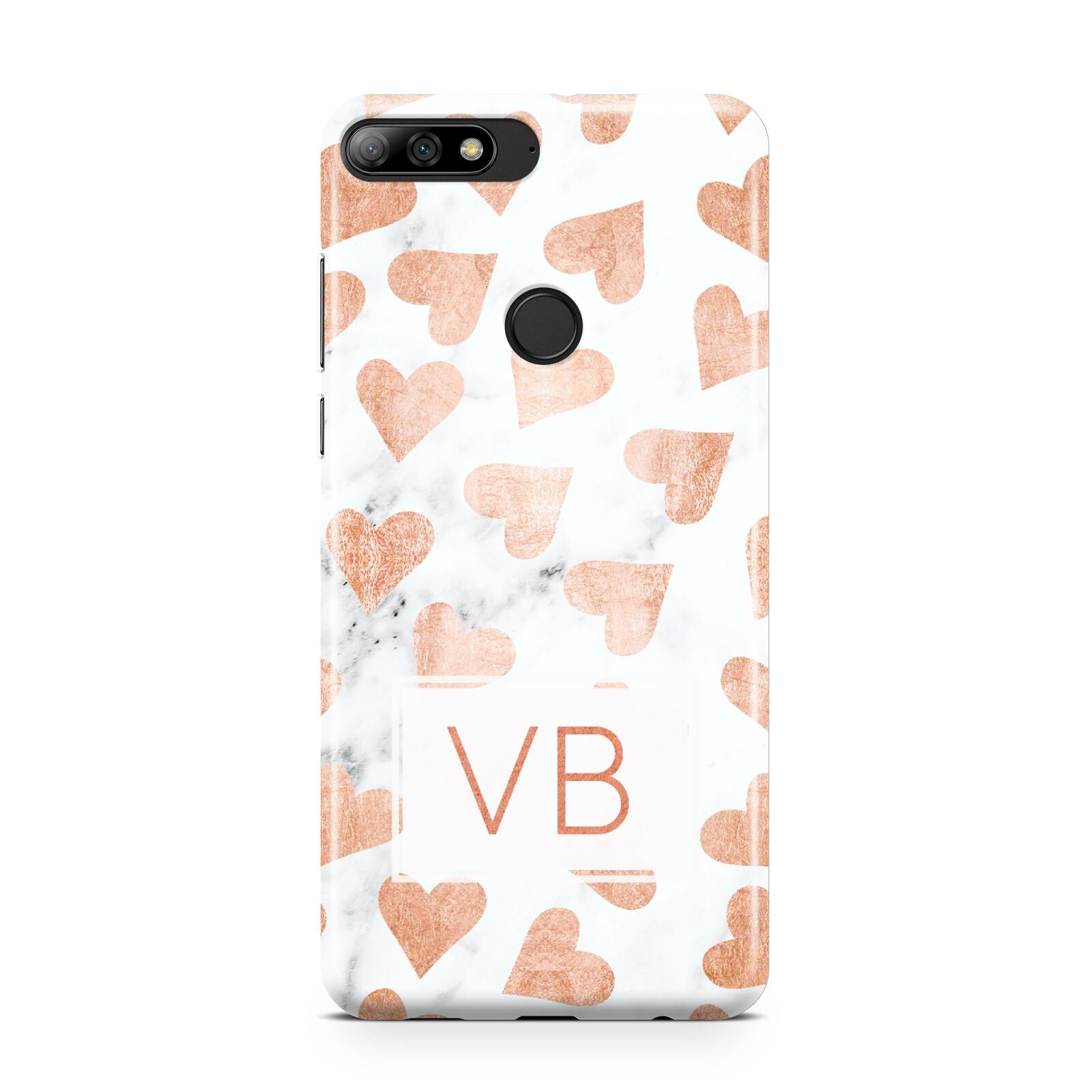 Personalised Heart Initialled Marble Huawei Y7 2018