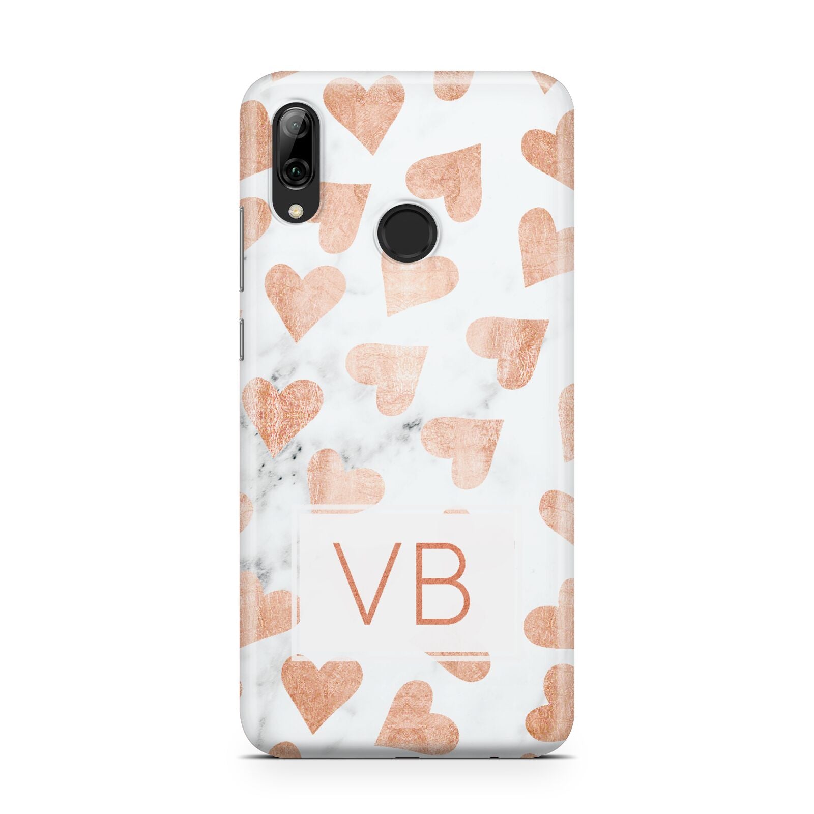 Personalised Heart Initialled Marble Huawei Y7 2019