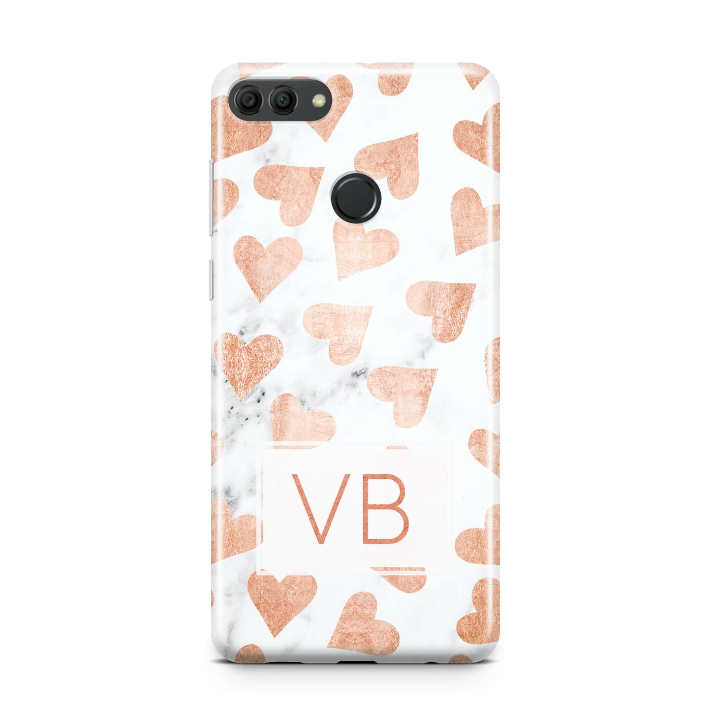 Personalised Heart Initialled Marble Huawei Y9 2018