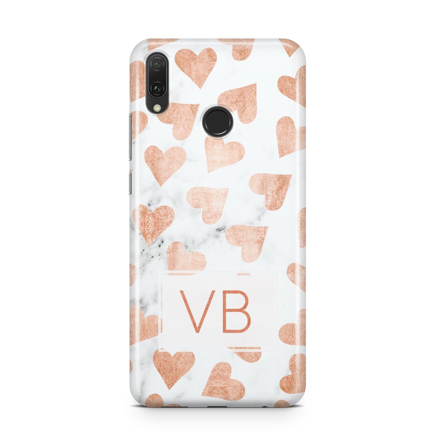 Personalised Heart Initialled Marble Huawei Y9 2019