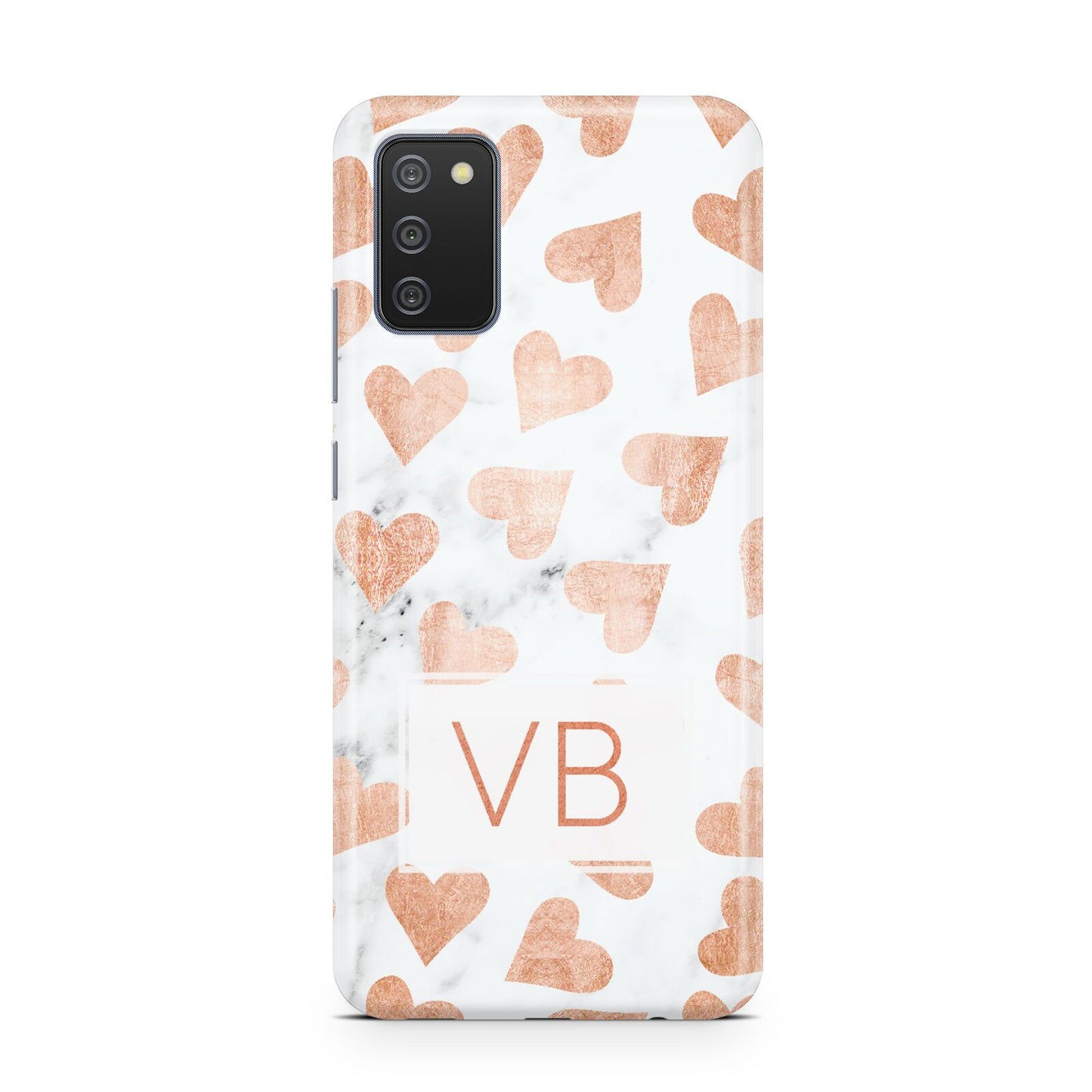 Personalised Heart Initialled Marble Samsung A02s Case
