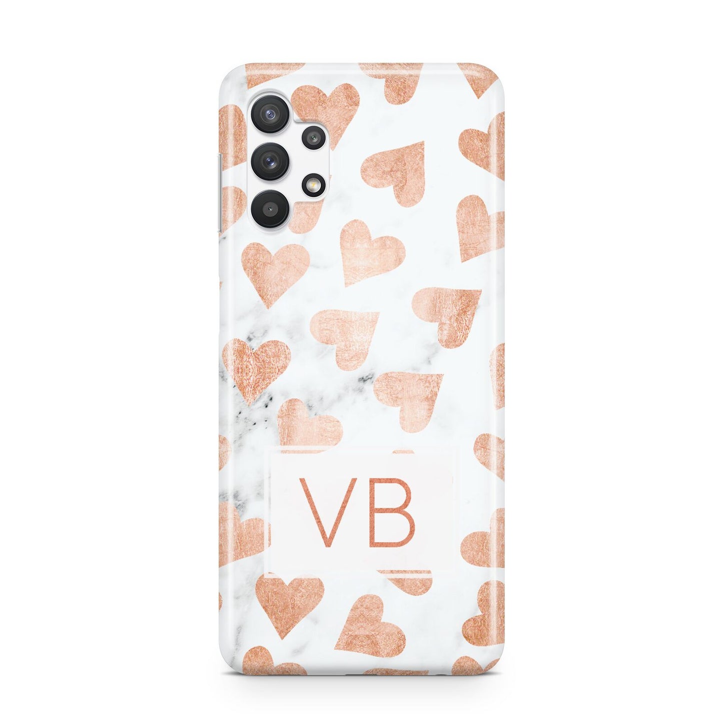 Personalised Heart Initialled Marble Samsung A32 5G Case