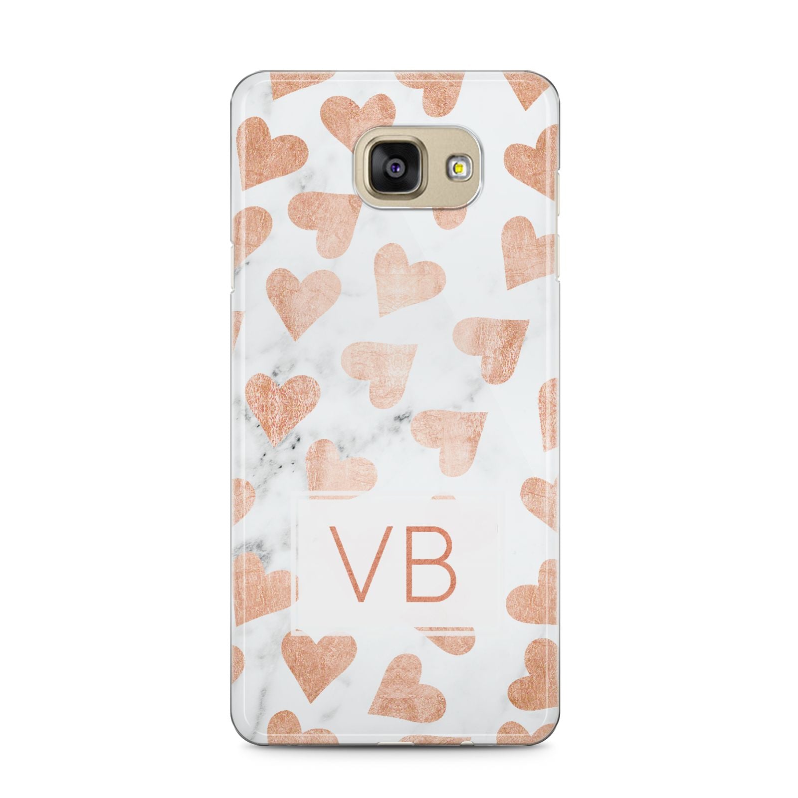 Personalised Heart Initialled Marble Samsung Galaxy A5 2016 Case on gold phone