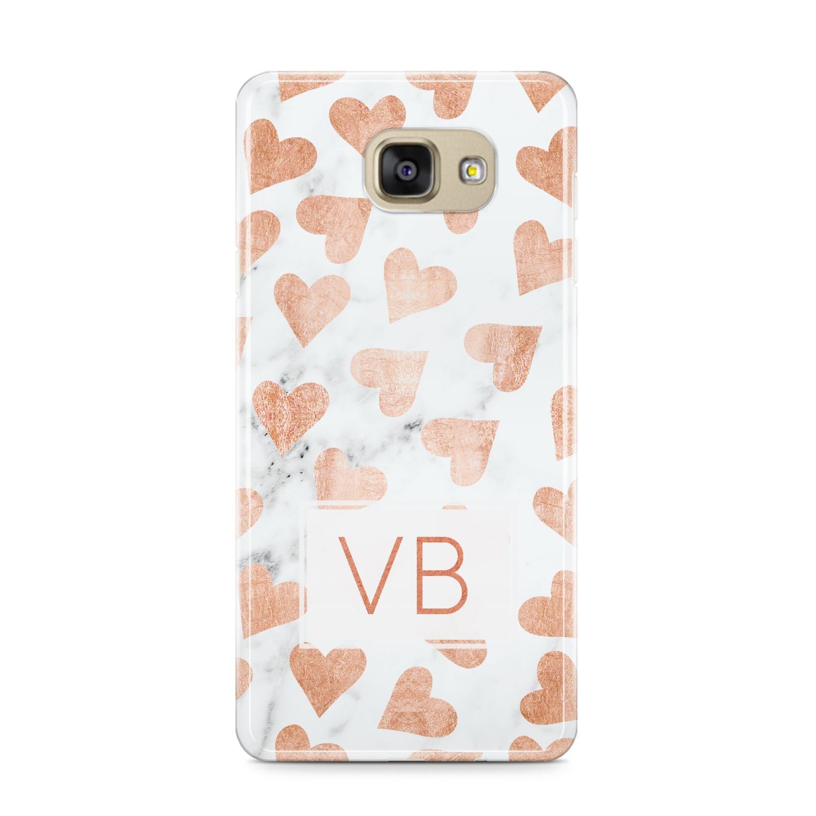 Personalised Heart Initialled Marble Samsung Galaxy A9 2016 Case on gold phone