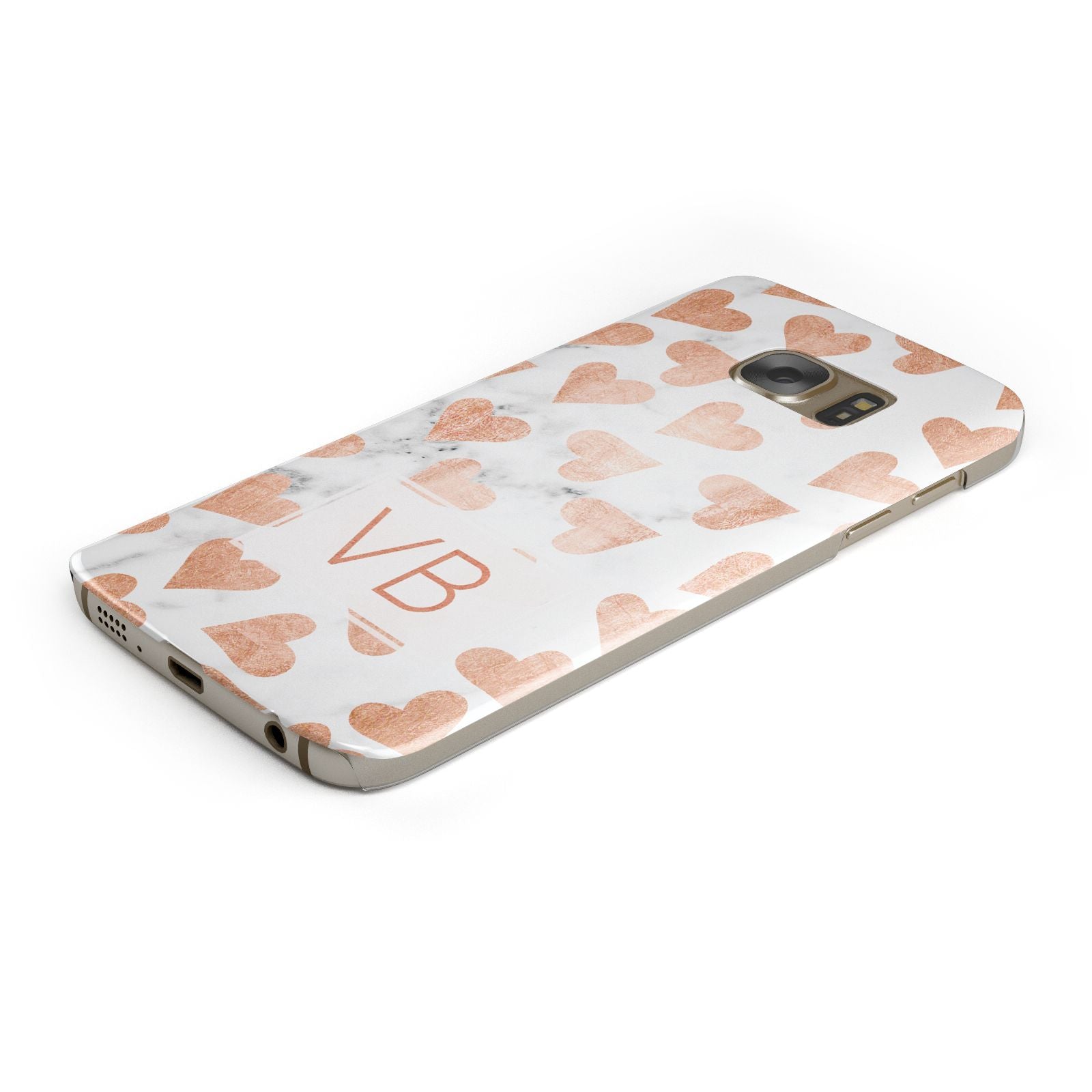 Personalised Heart Initialled Marble Samsung Galaxy Case Bottom Cutout