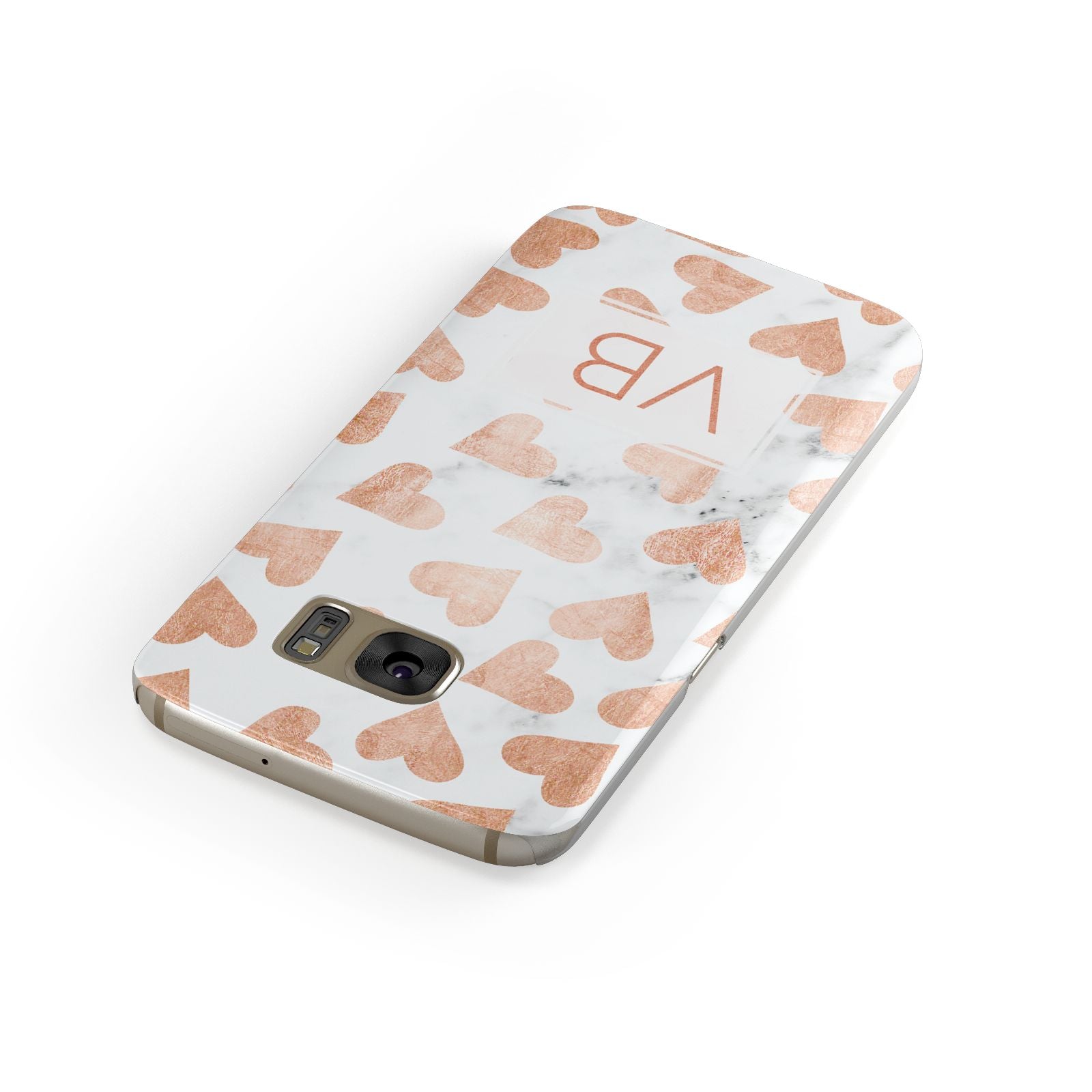Personalised Heart Initialled Marble Samsung Galaxy Case Front Close Up