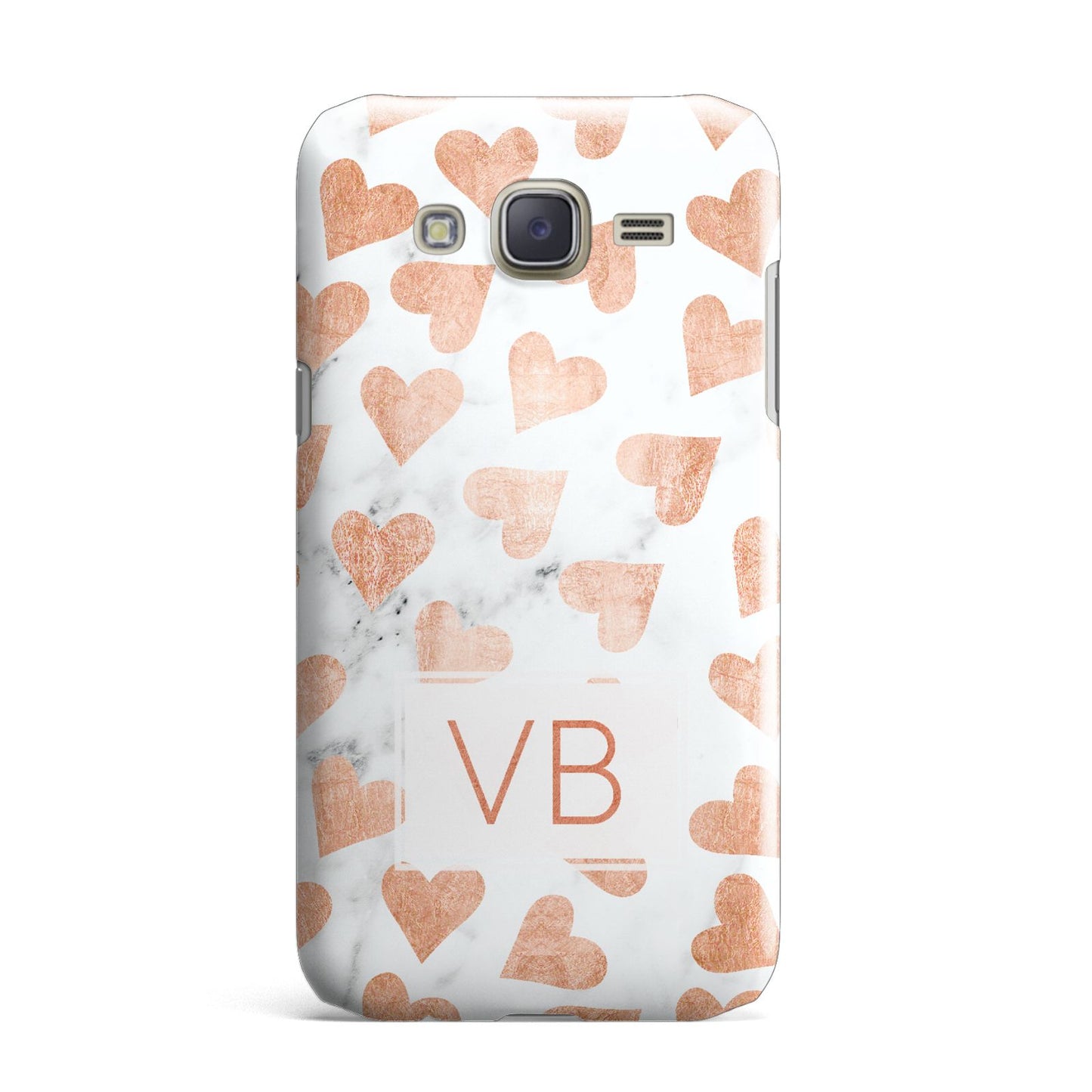 Personalised Heart Initialled Marble Samsung Galaxy J7 Case