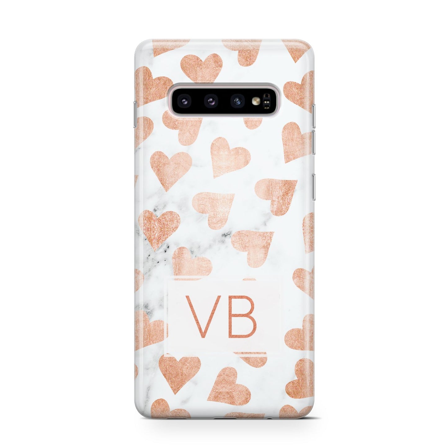 Personalised Heart Initialled Marble Samsung Galaxy S10 Case
