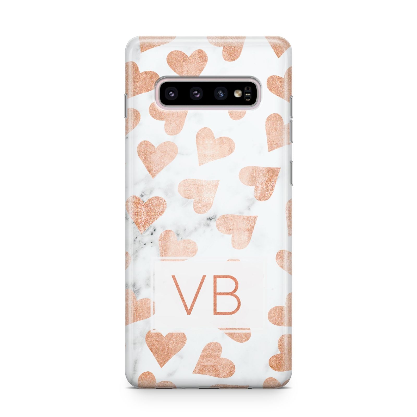 Personalised Heart Initialled Marble Samsung Galaxy S10 Plus Case