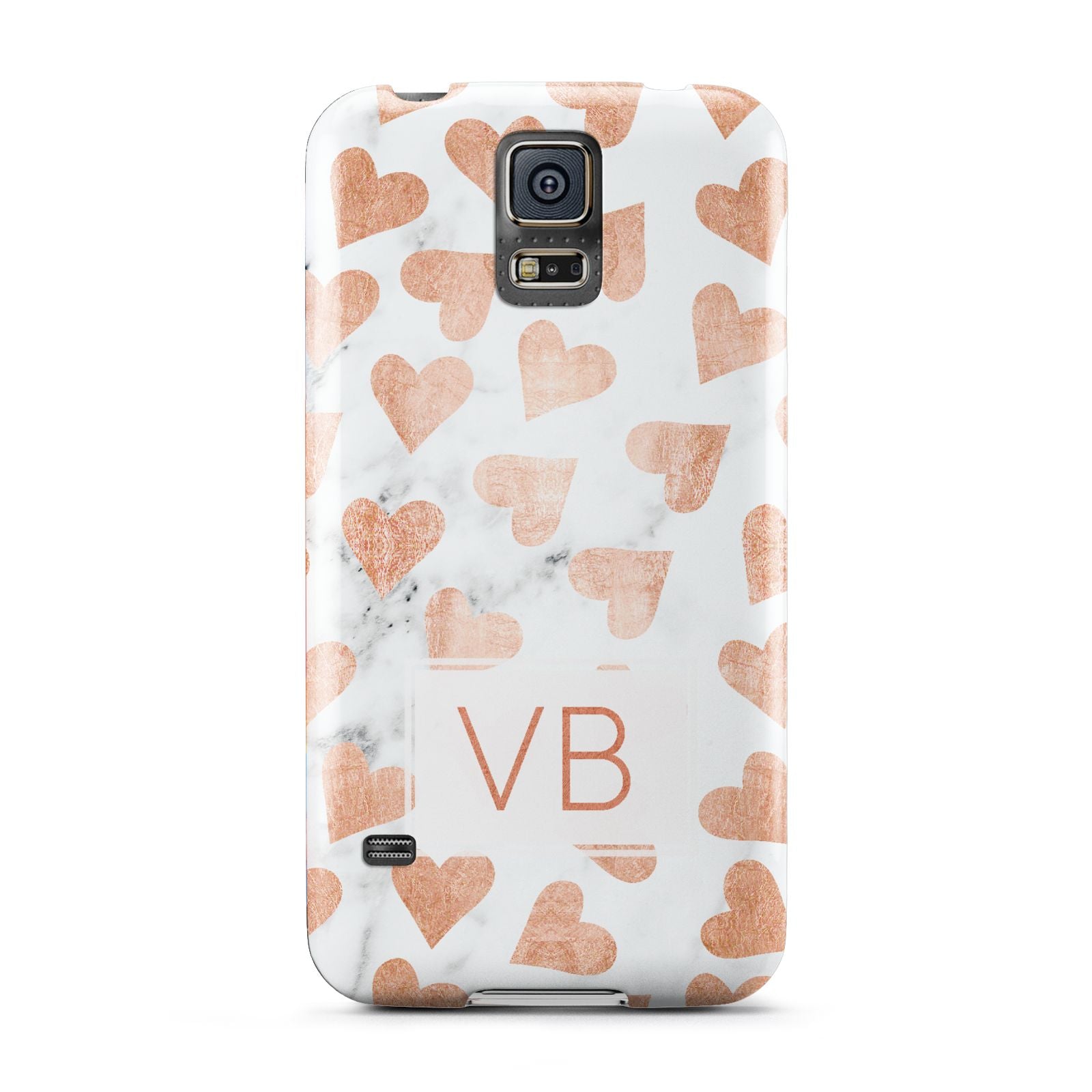 Personalised Heart Initialled Marble Samsung Galaxy S5 Case