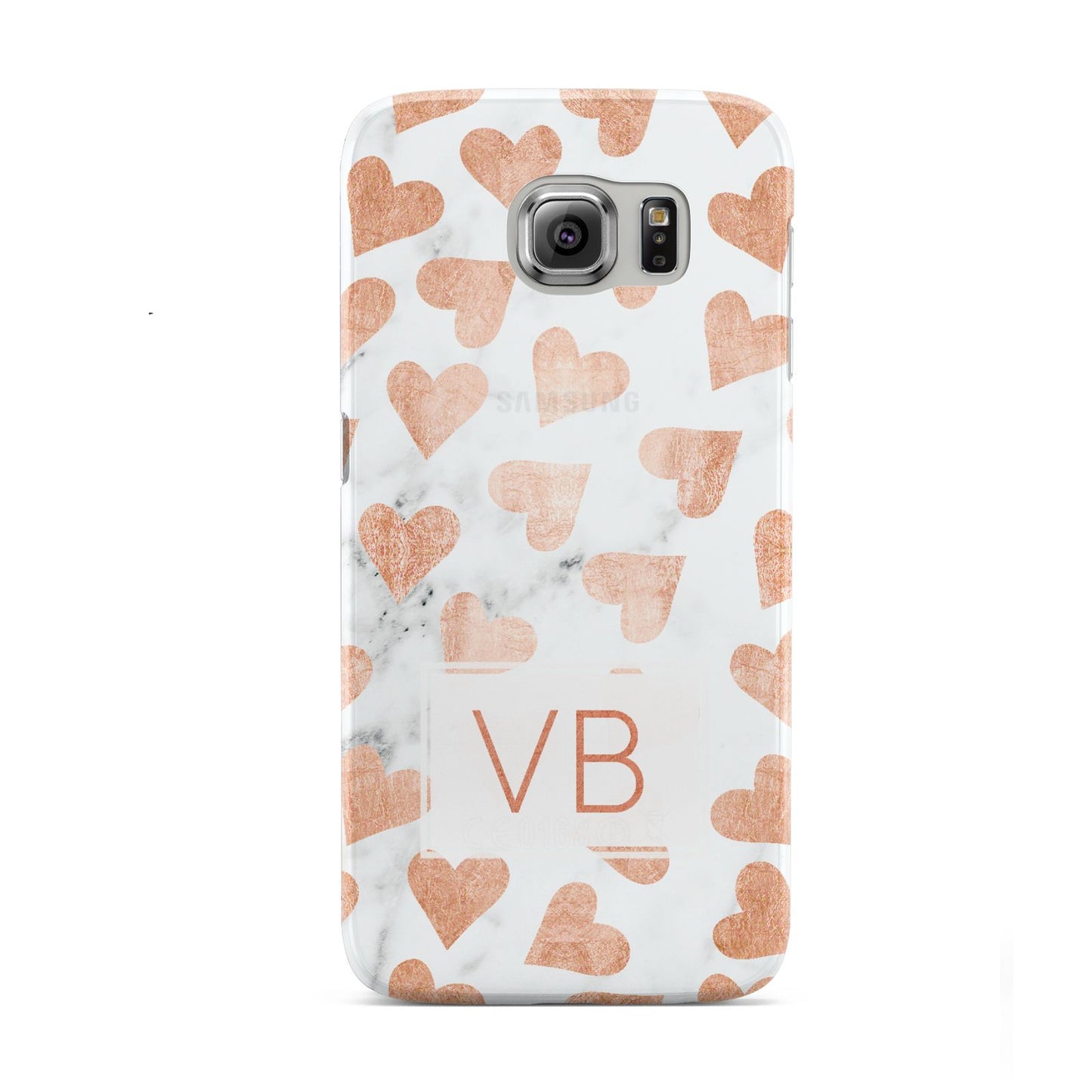 Personalised Heart Initialled Marble Samsung Galaxy S6 Case
