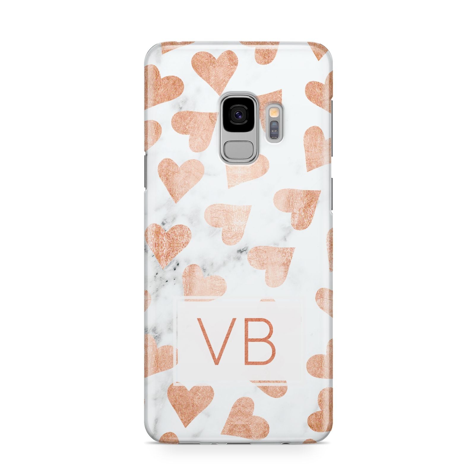 Personalised Heart Initialled Marble Samsung Galaxy S9 Case