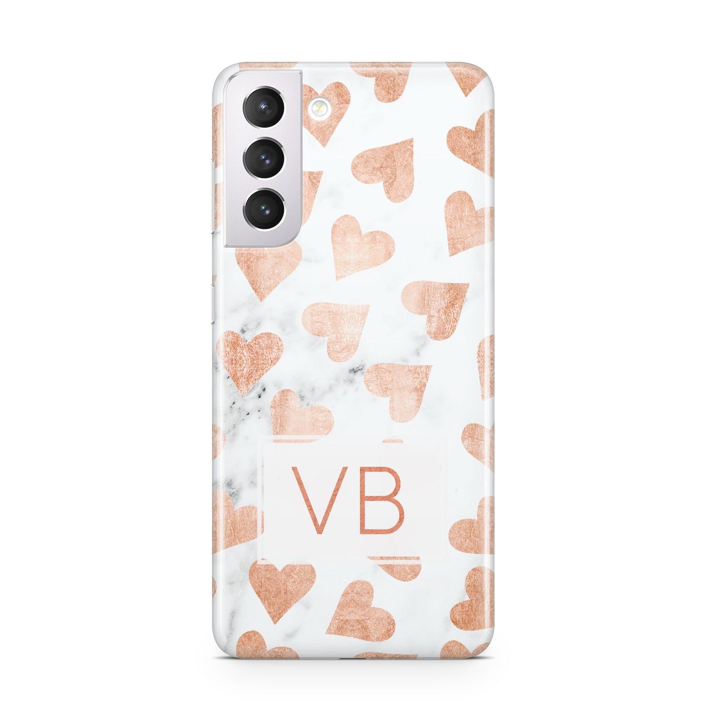 Personalised Heart Initialled Marble Samsung S21 Case