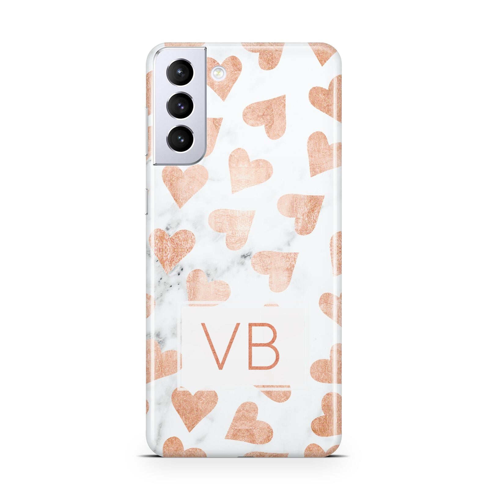 Personalised Heart Initialled Marble Samsung S21 Plus Case